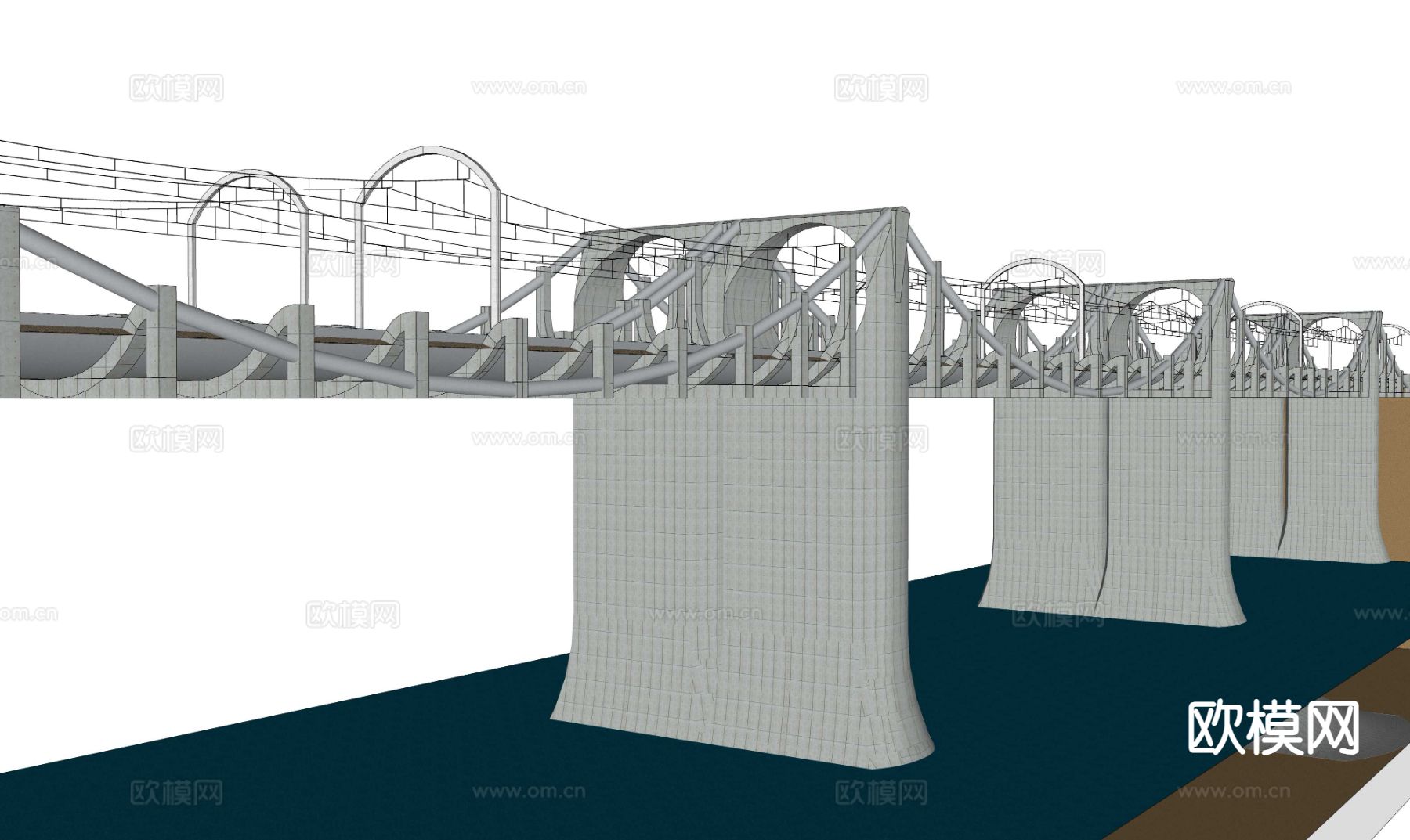 跨河大桥 立交桥su模型