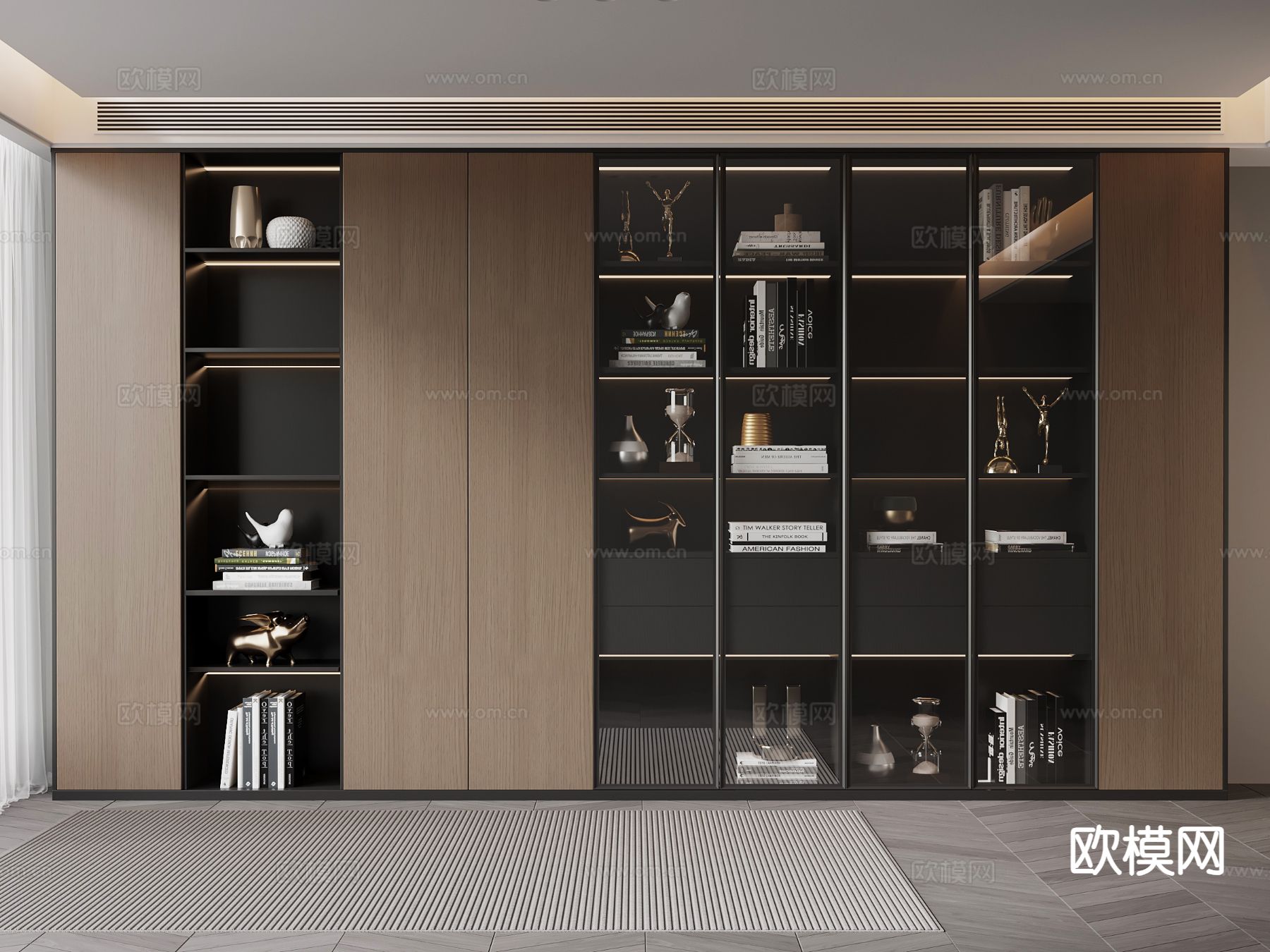 意式书柜3d模型下载