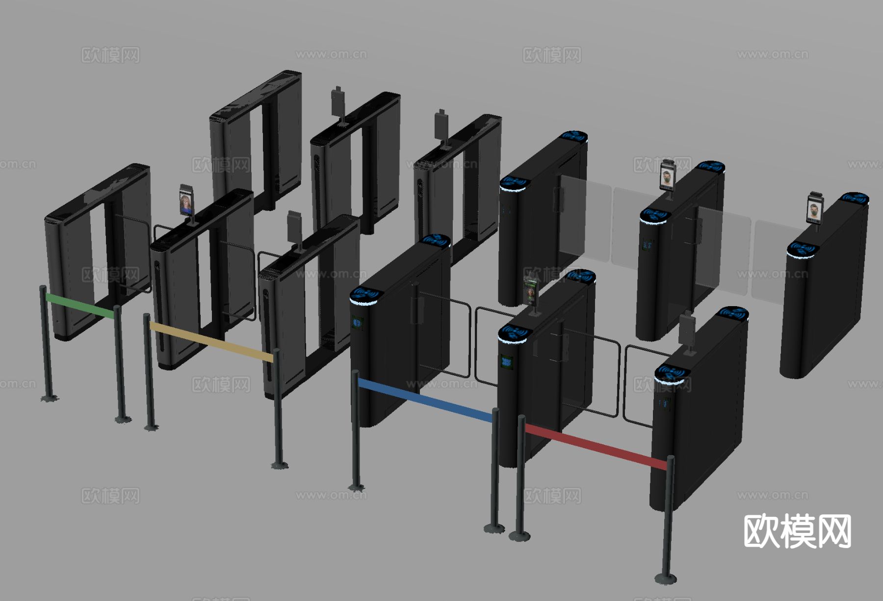安检闸机 门禁机 检票机 摆闸su模型