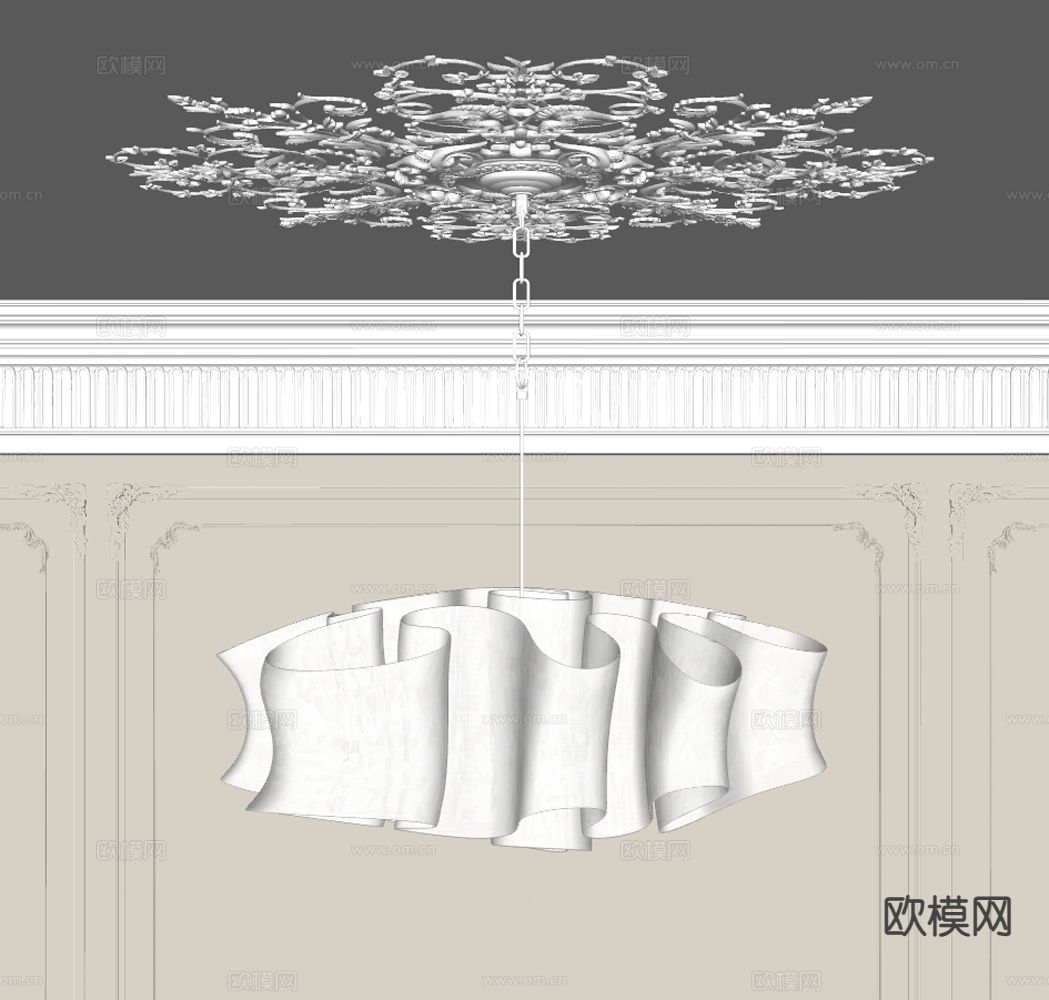 法式轻纱吊灯 异形吊灯 艺术吊灯su模型