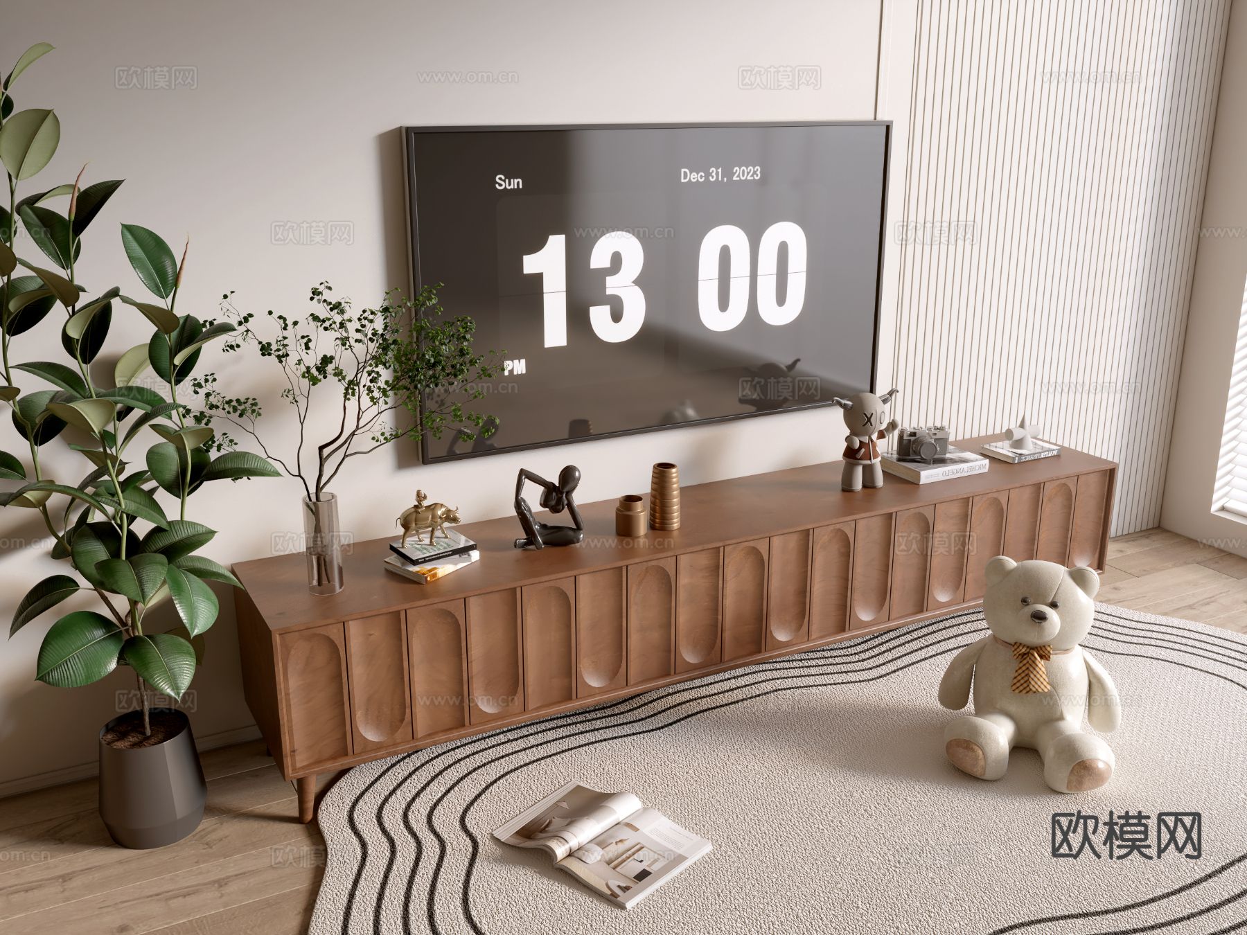 中古风电视柜3d模型下载