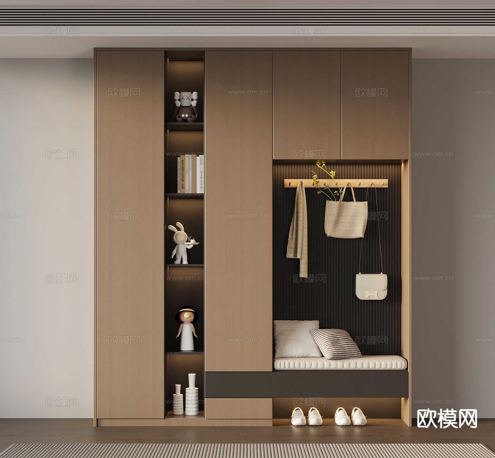 意式鞋柜 入户鞋柜su模型下载（渲染图2）