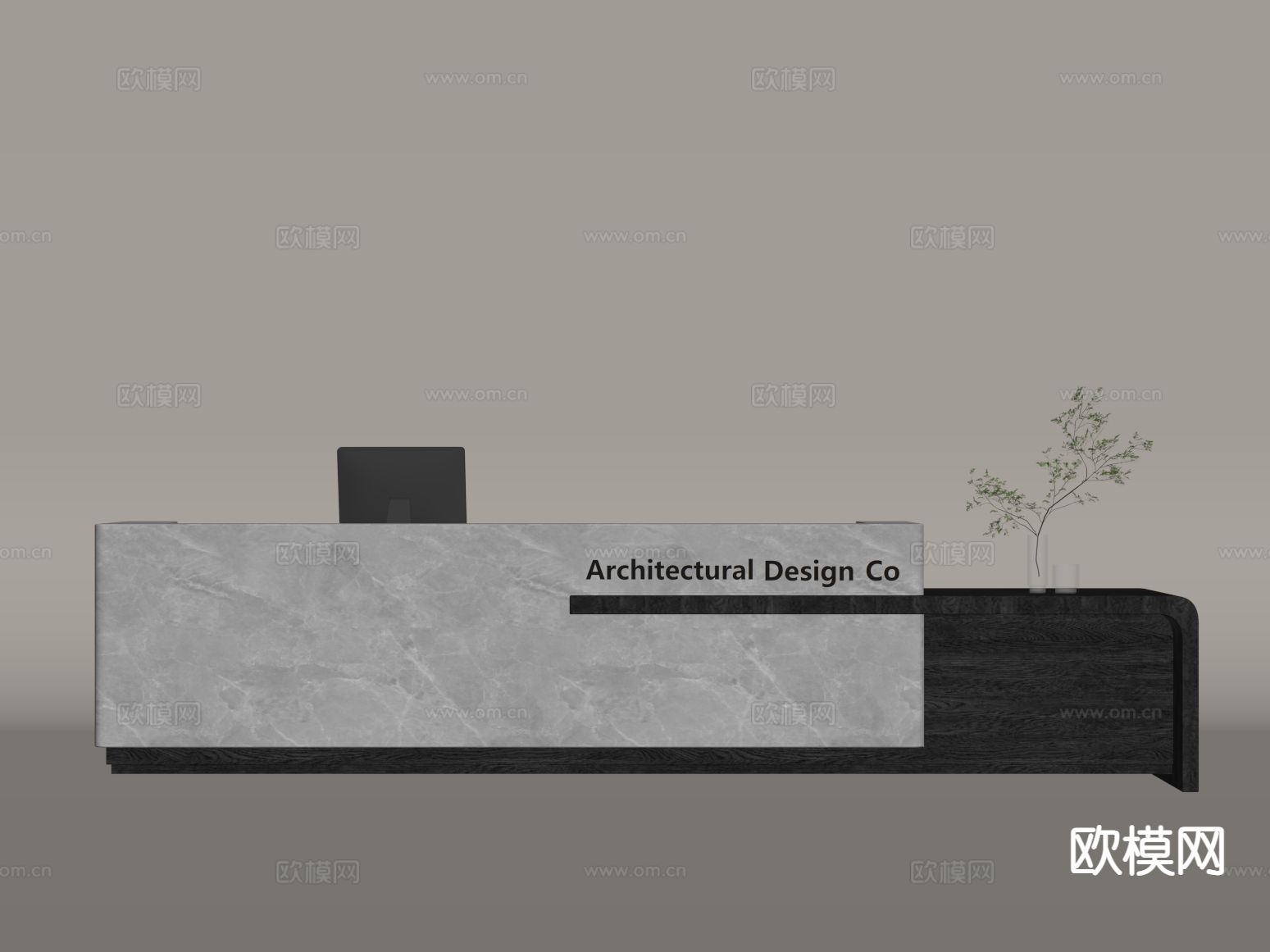现代服务台 收银台 接待台su模型下载（渲染图1）