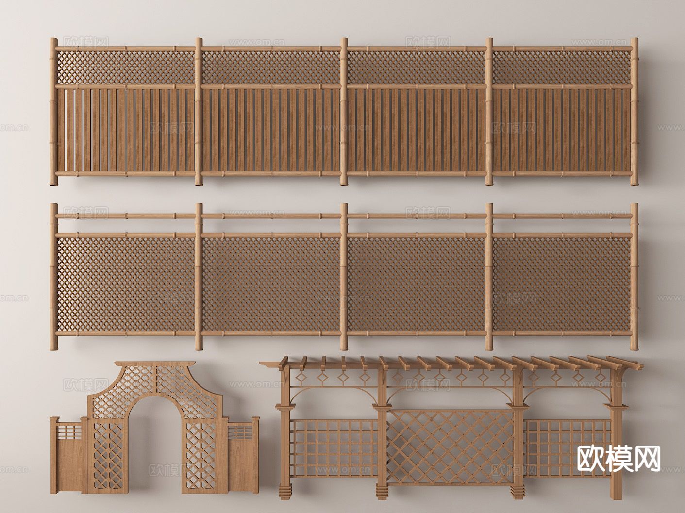 新中式栏杆 护栏 围栏 栅栏3d模型