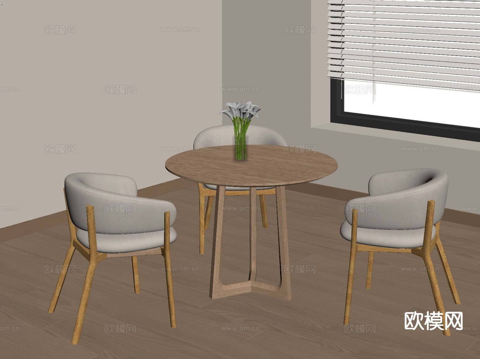法式休闲桌椅 洽谈桌椅su模型下载（渲染图1）