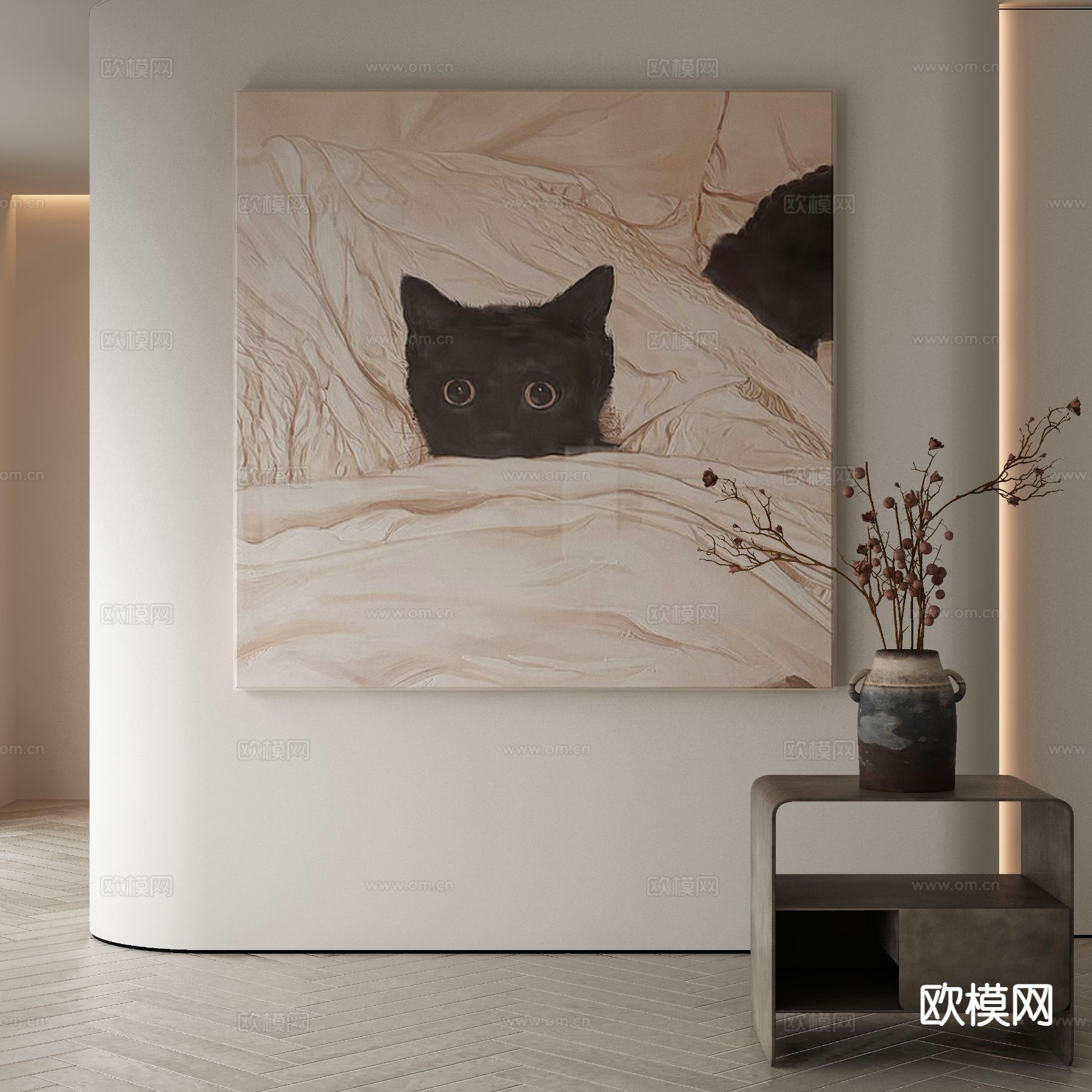 现代装饰画 猫咪挂画3d模型