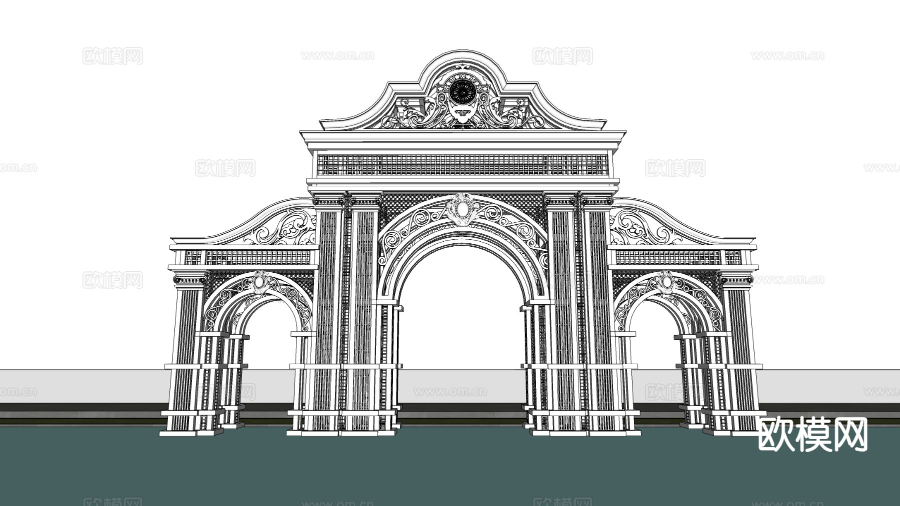 欧式牌楼 门楼 牌坊su模型