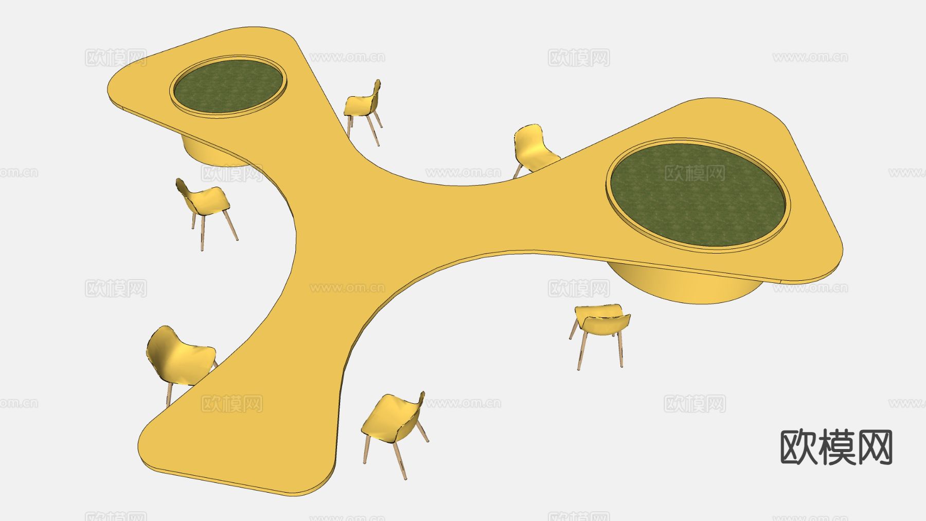 户外桌椅 异形桌椅su模型