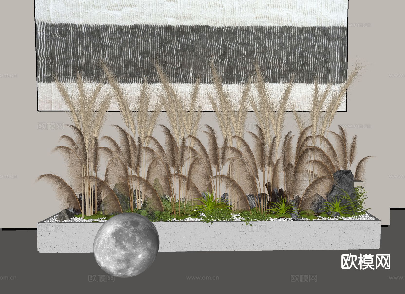 芦苇造景 植物堆su模型下载（渲染图1）