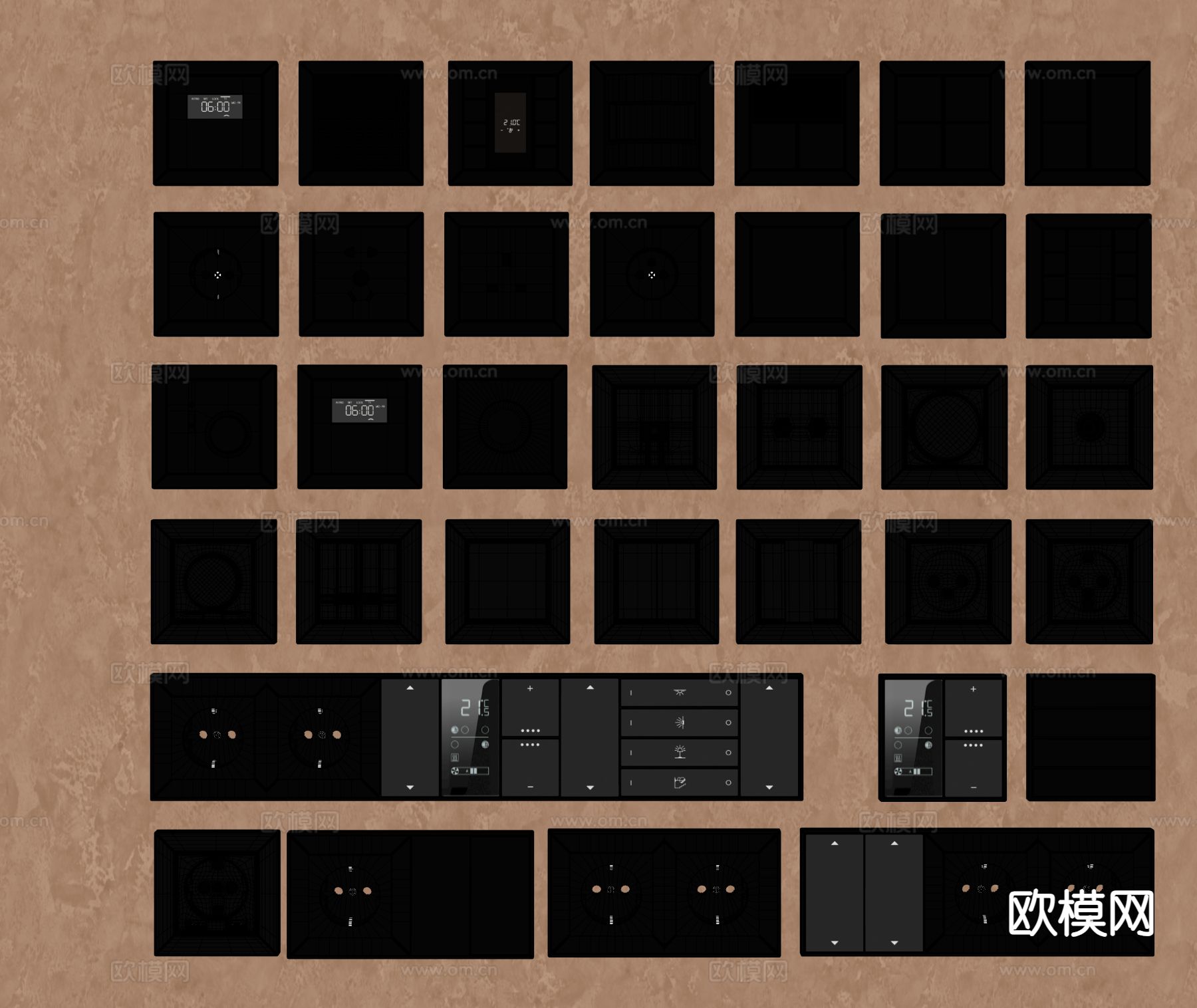 多孔插座 开关 智能面板su模型