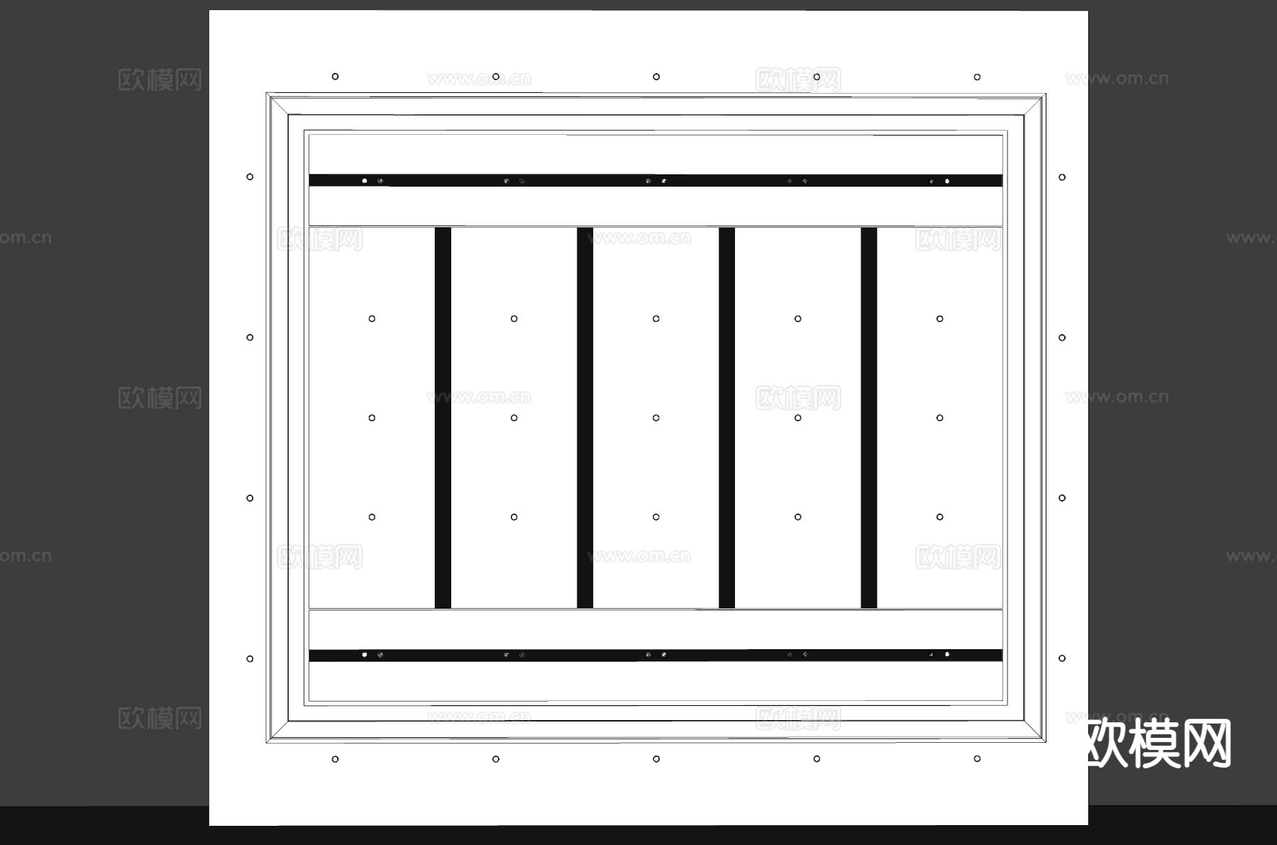 办公吊顶 方通吊顶 天花su模型