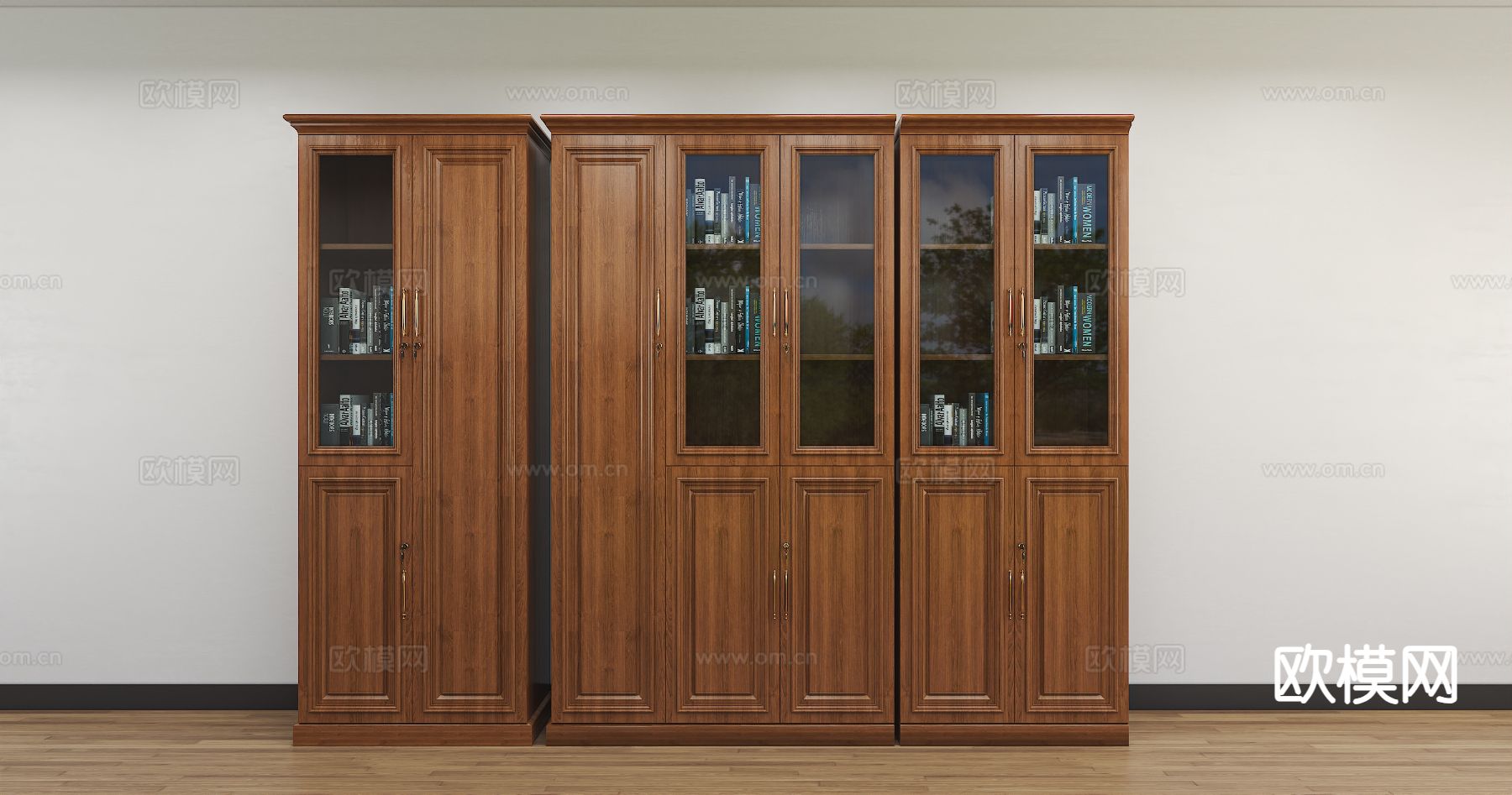 美式书柜 油漆文件柜3d模型下载（渲染图2）
