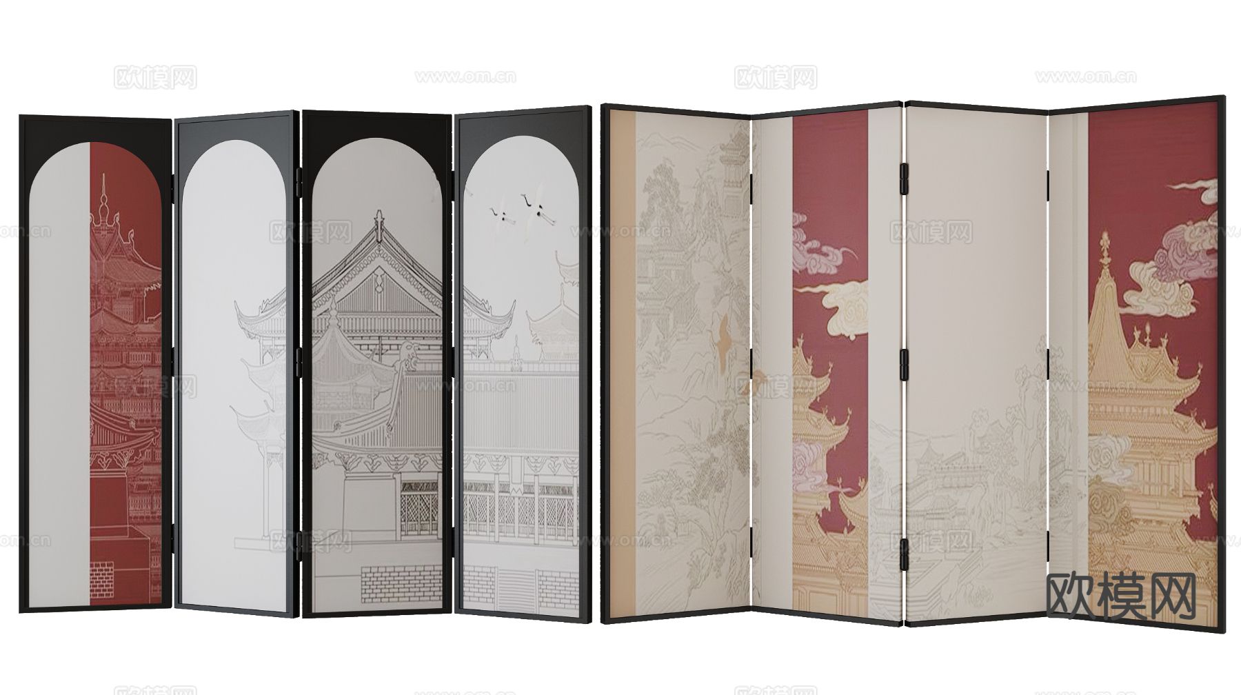 新中式屏风su模型下载（渲染图2）