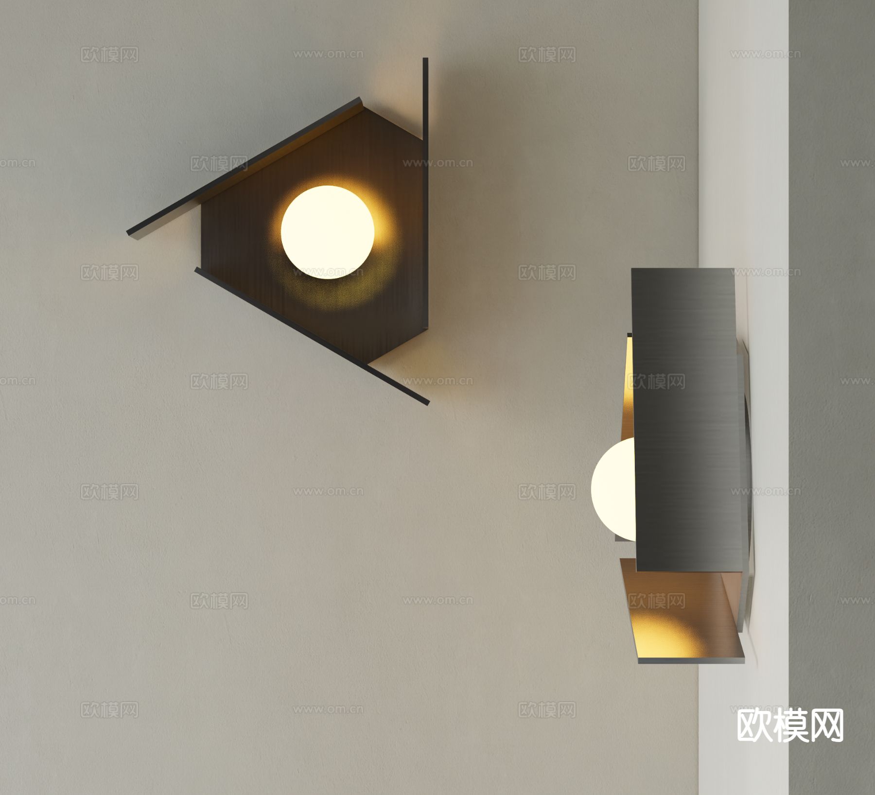 现代壁灯 工业风壁灯su模型下载（渲染图2）