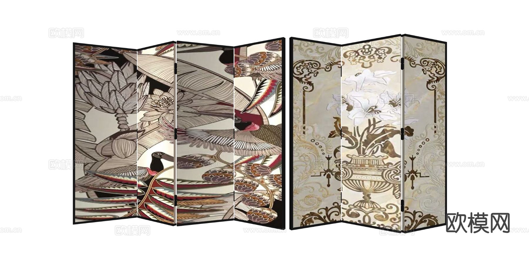 现代屏风su模型下载（渲染图1）