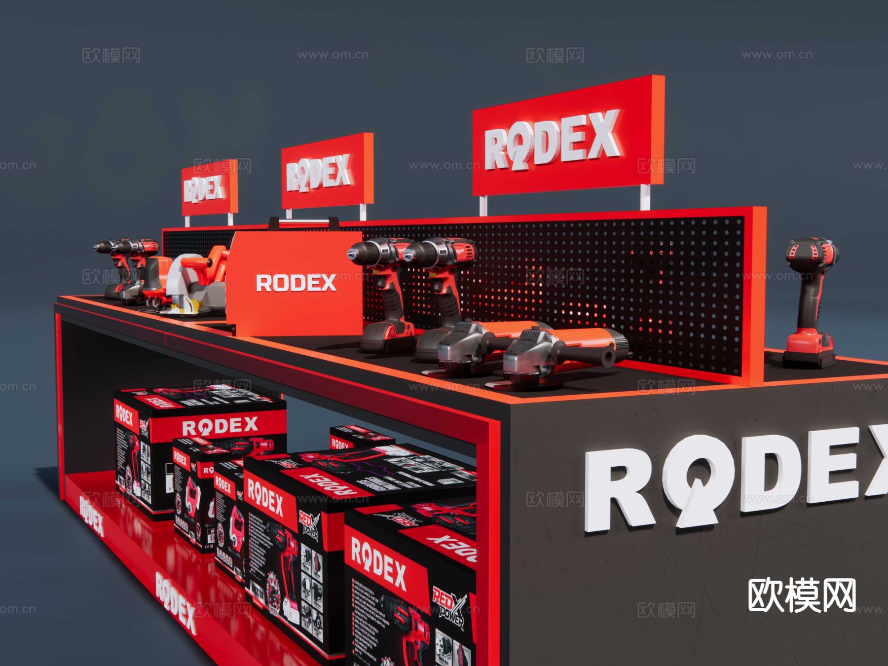 工具展台 电批 角磨机 圆锯 电焊机su模型下载（渲染图3）