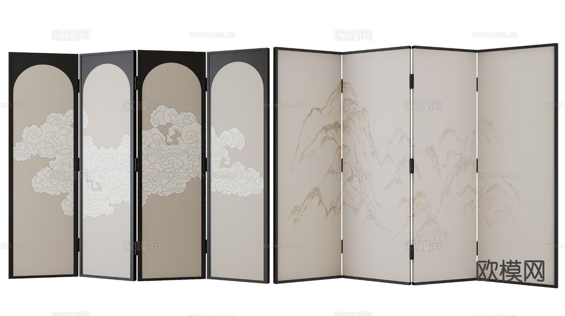 新中式屏风su模型下载（渲染图2）