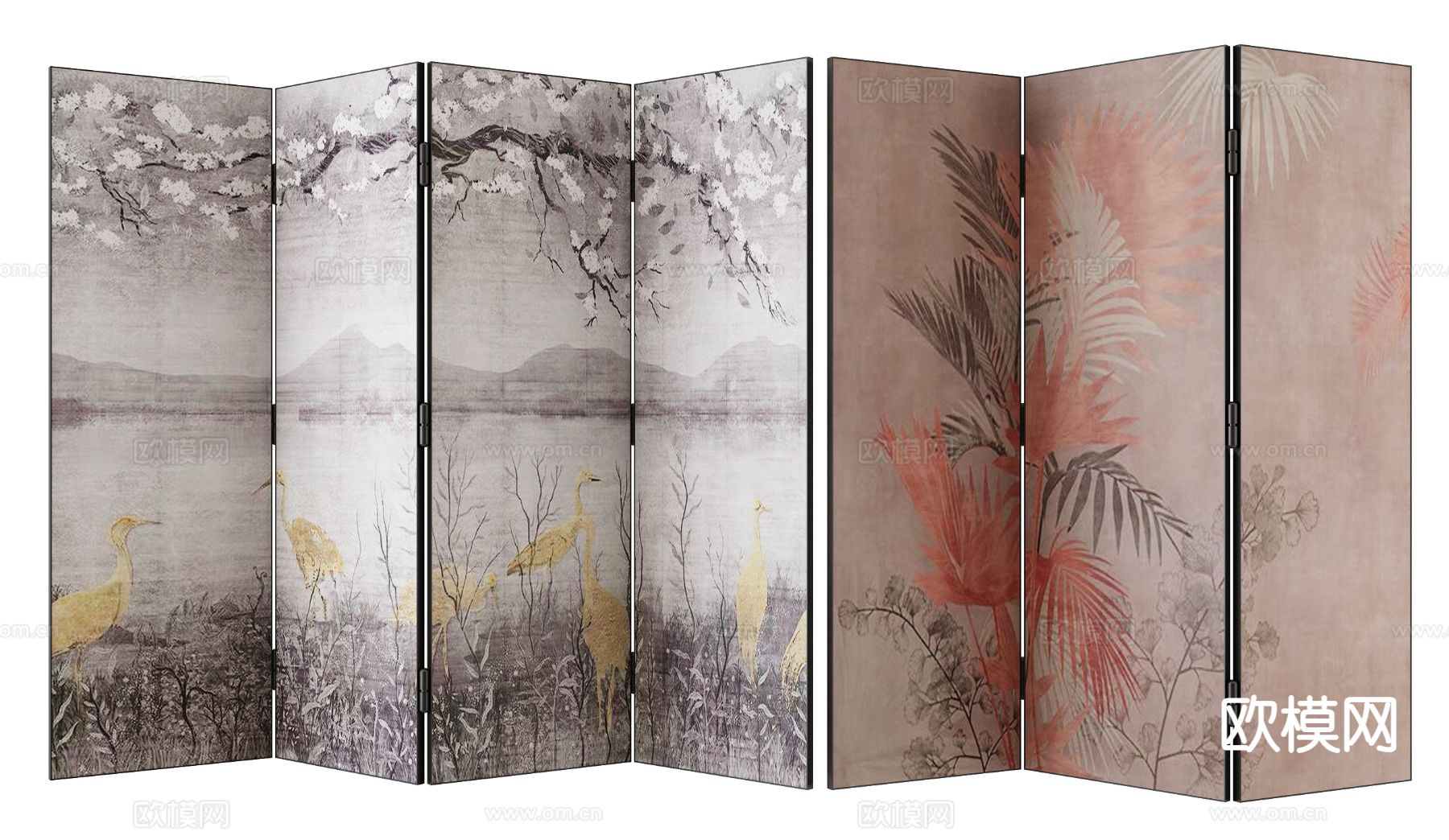 现代折叠屏风su模型下载（渲染图2）