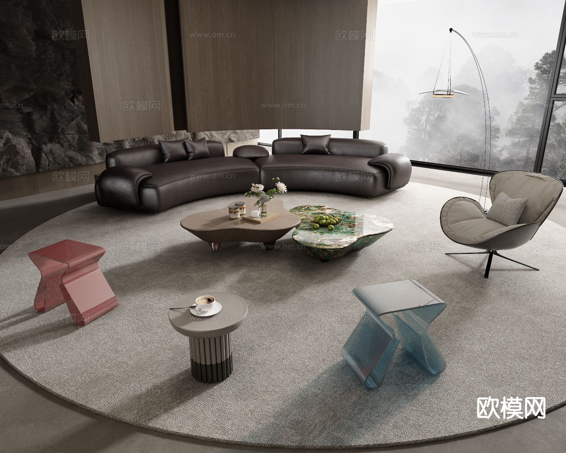 Minotti 弧形沙发 组合沙发3d模型