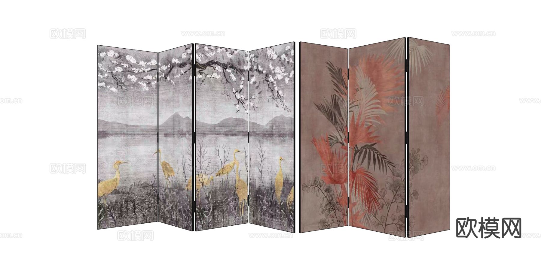 现代折叠屏风su模型下载（渲染图1）