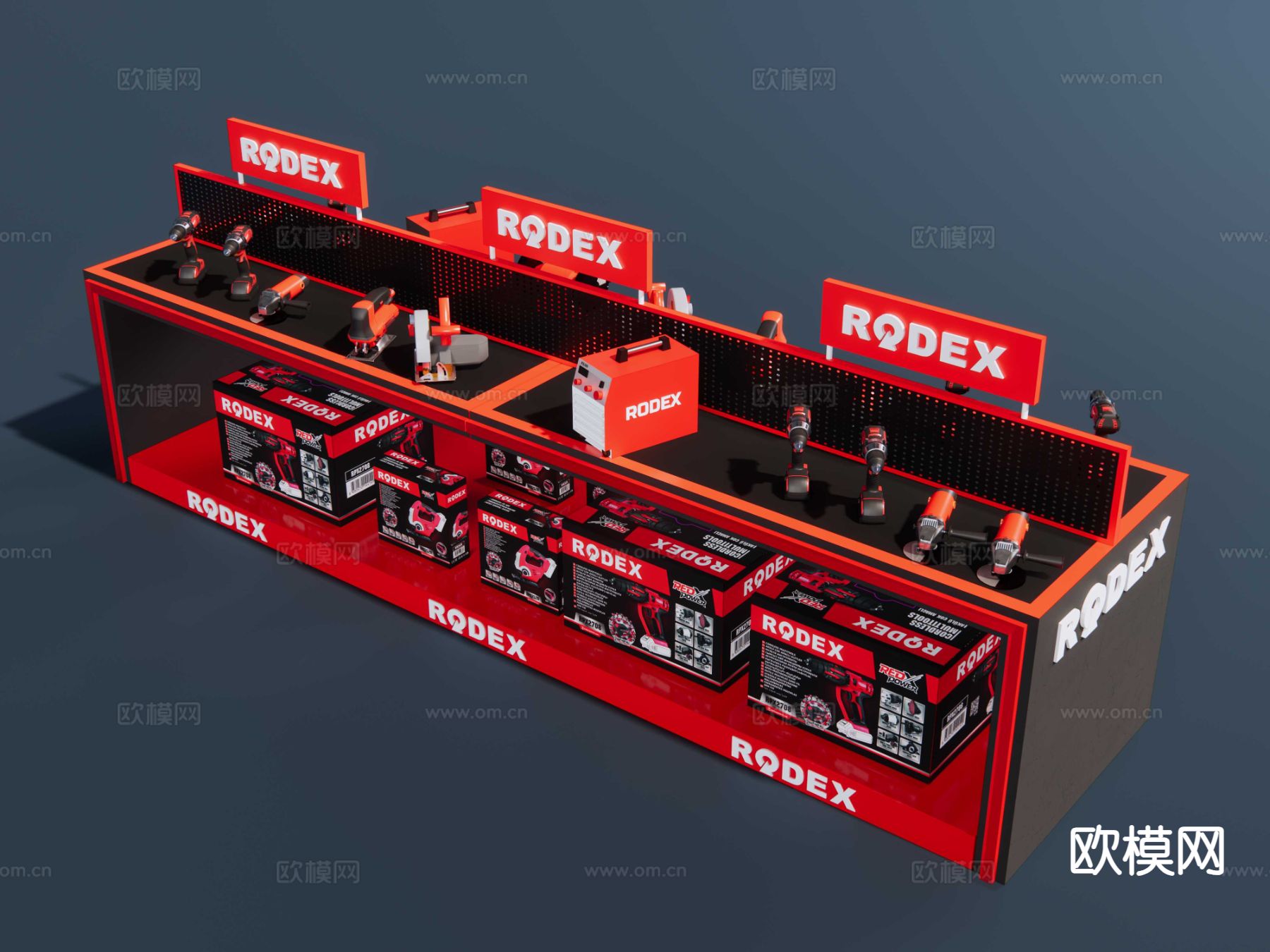 工具展台 电批 角磨机 圆锯 电焊机su模型下载（渲染图2）