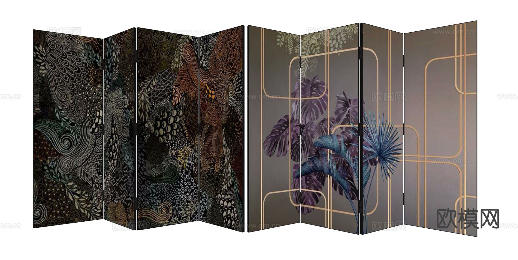 现代屏风su模型下载（渲染图1）