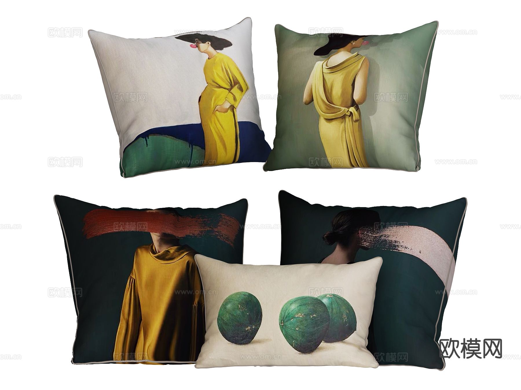 现代靠枕 抱枕su模型下载（渲染图2）