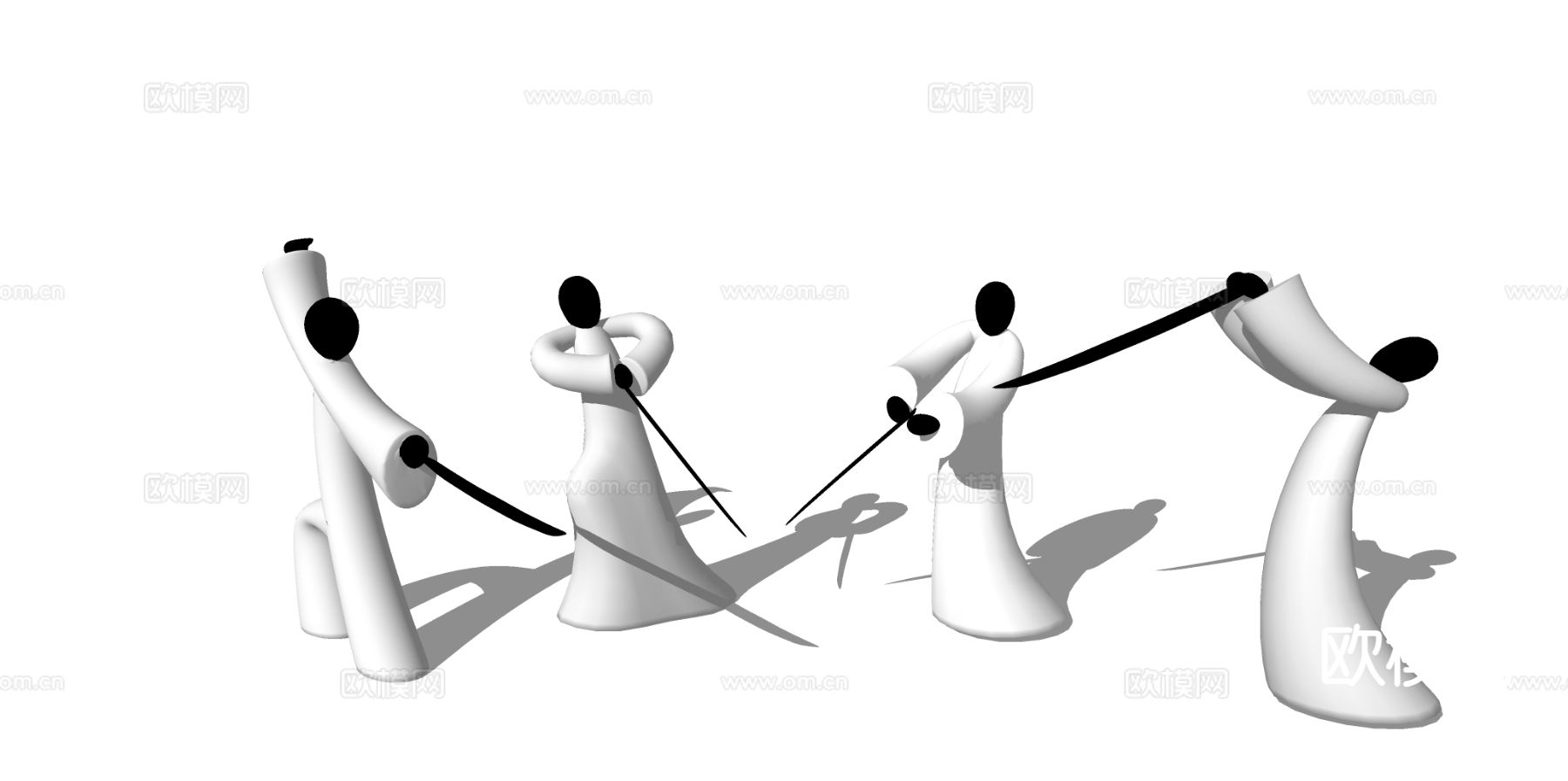 人物抽象雕塑 艺术雕塑 装饰摆件su模型下载（渲染图1）