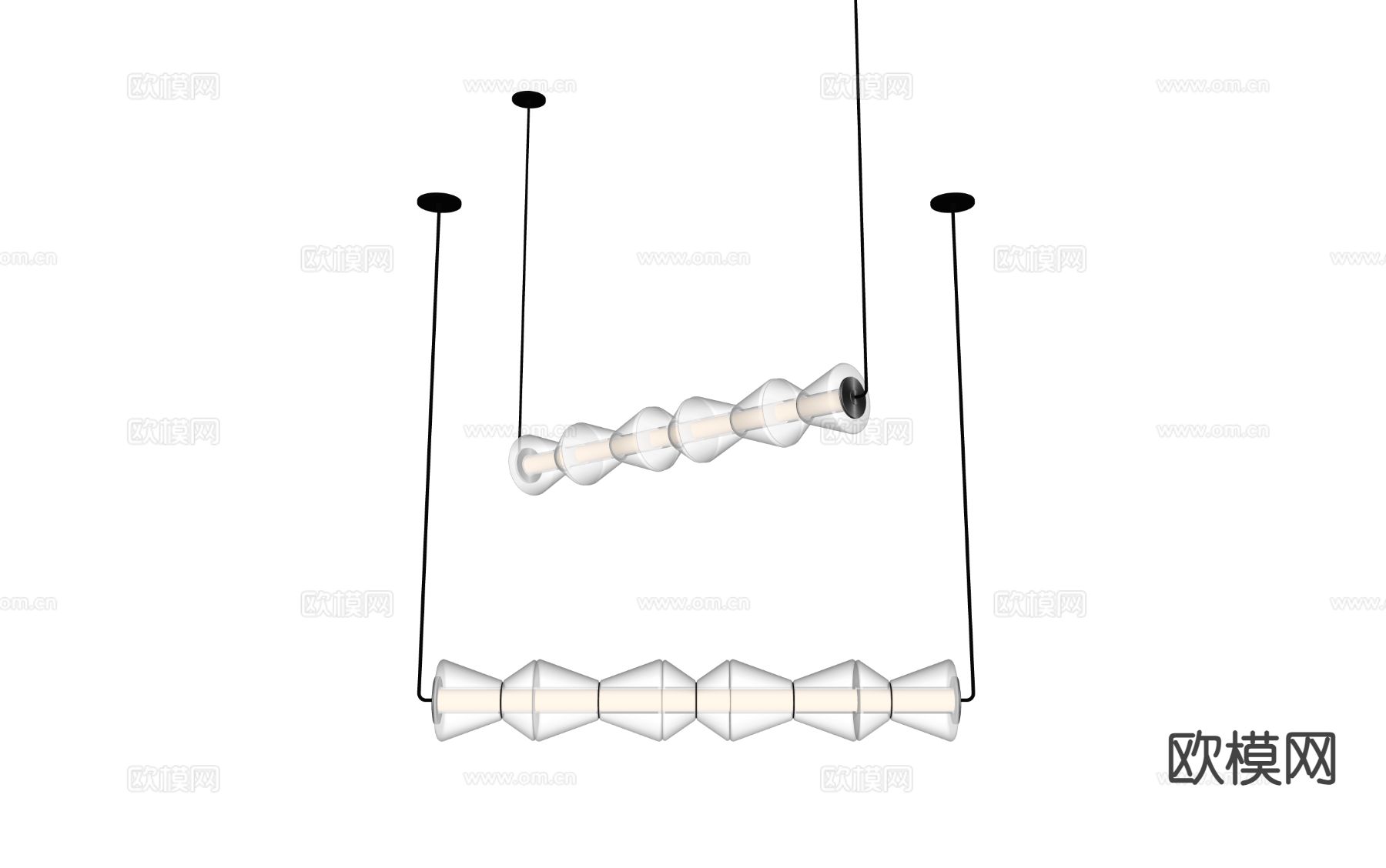 现代玻璃吊灯 长条灯su模型
