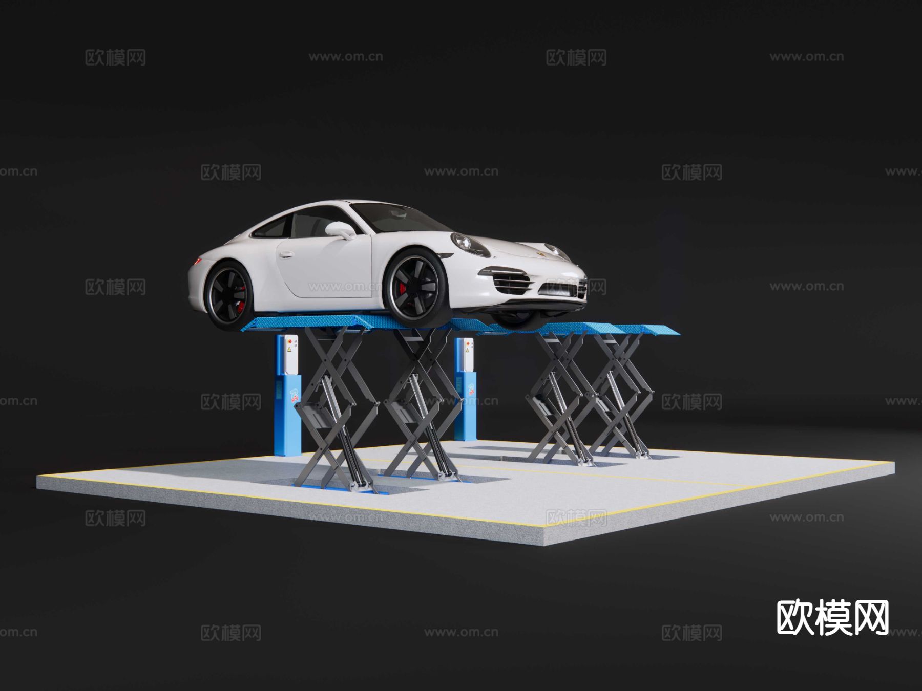 汽车提升机 汽车维修机器su模型下载（渲染图3）