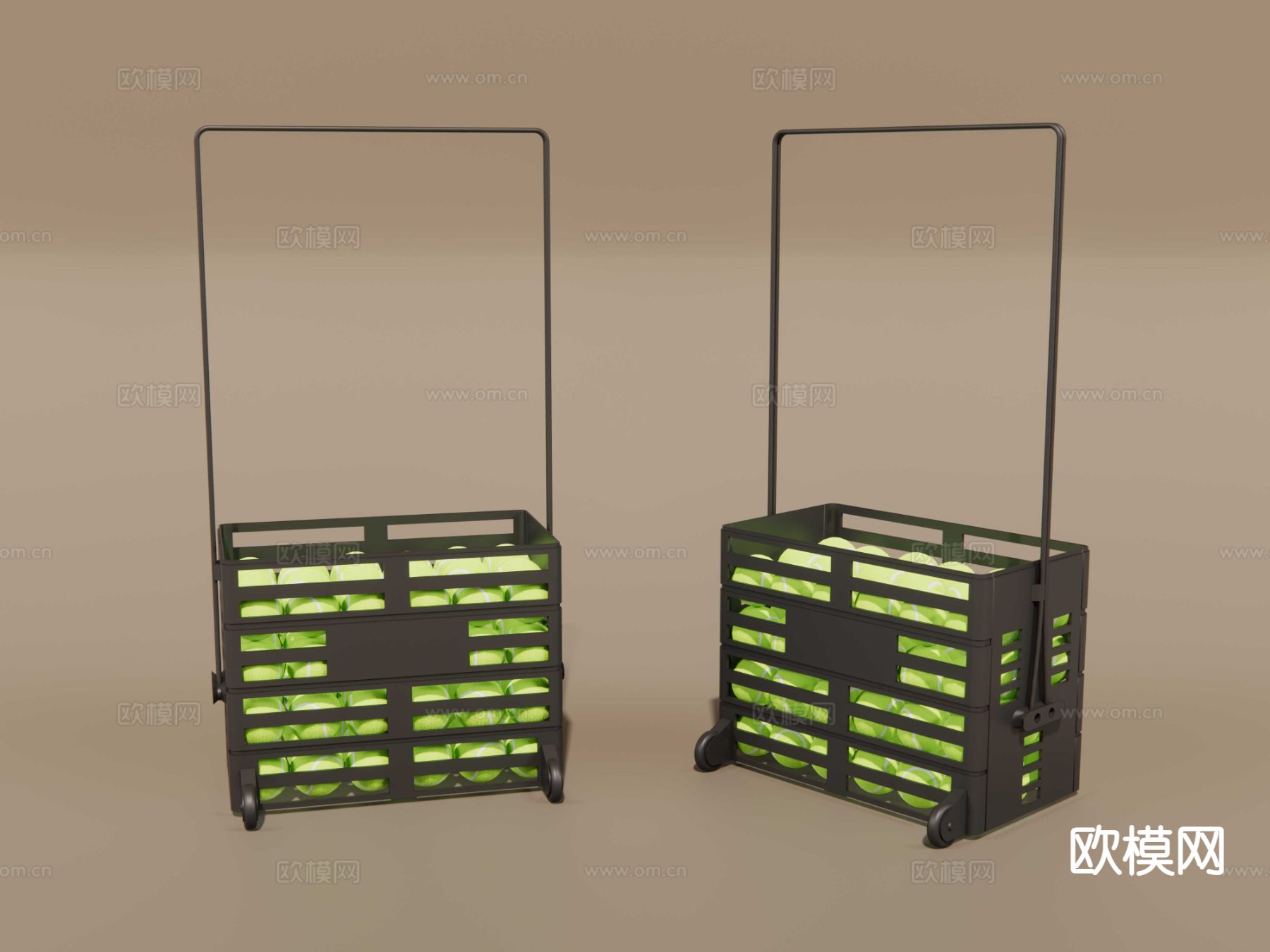 网球车 网球筐 网球拖车su模型下载（渲染图2）