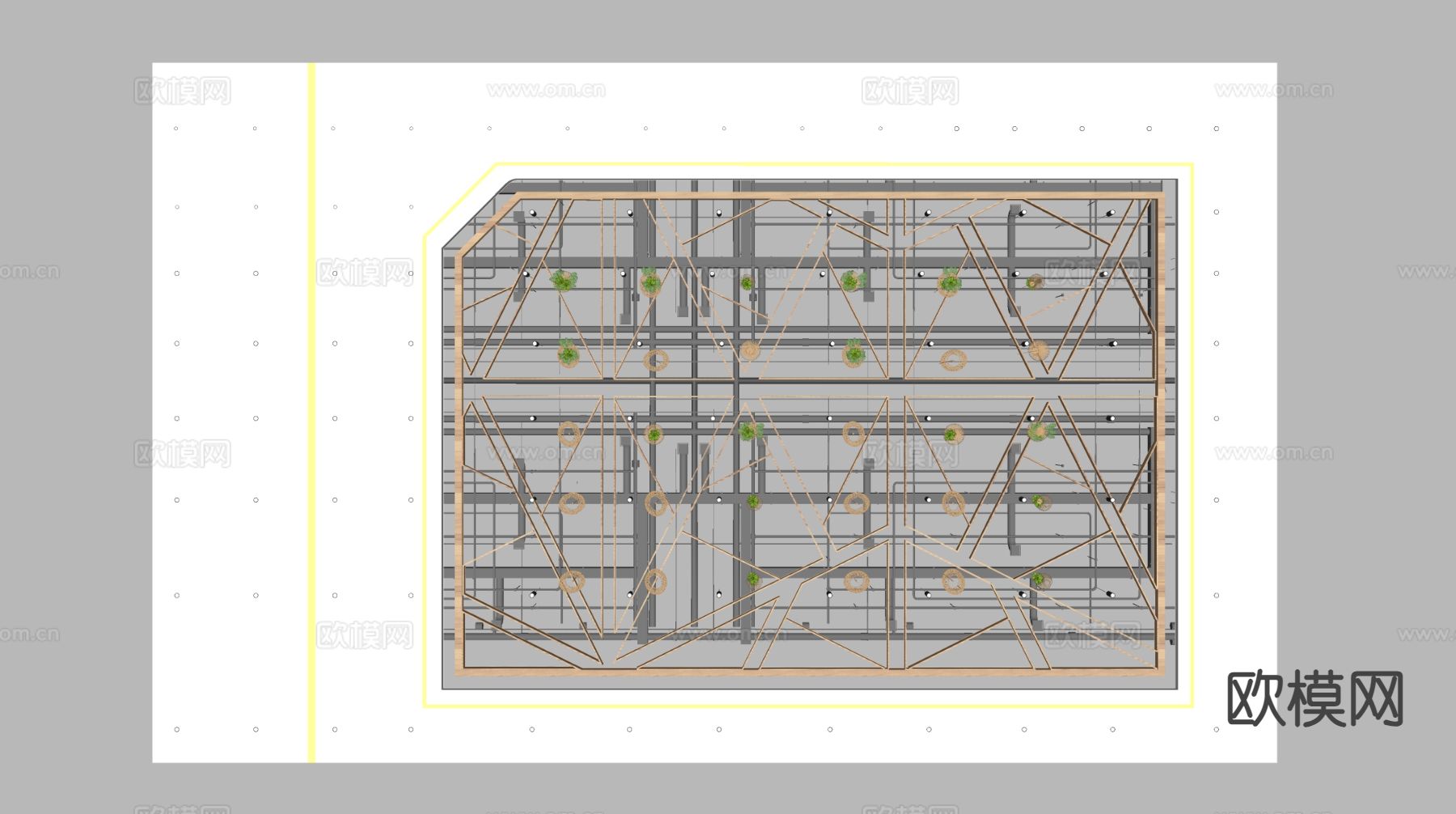 格栅吊顶 方通吊顶 天花su模型