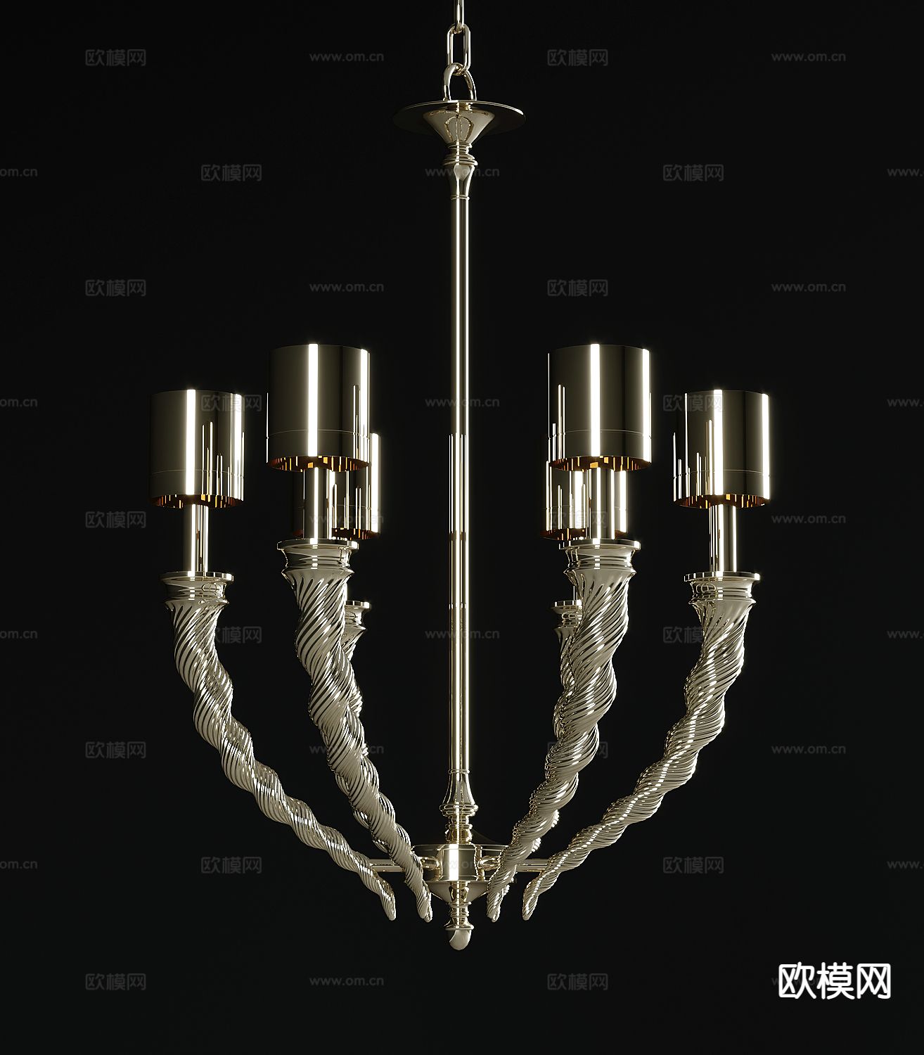 简欧多头吊灯3d模型下载