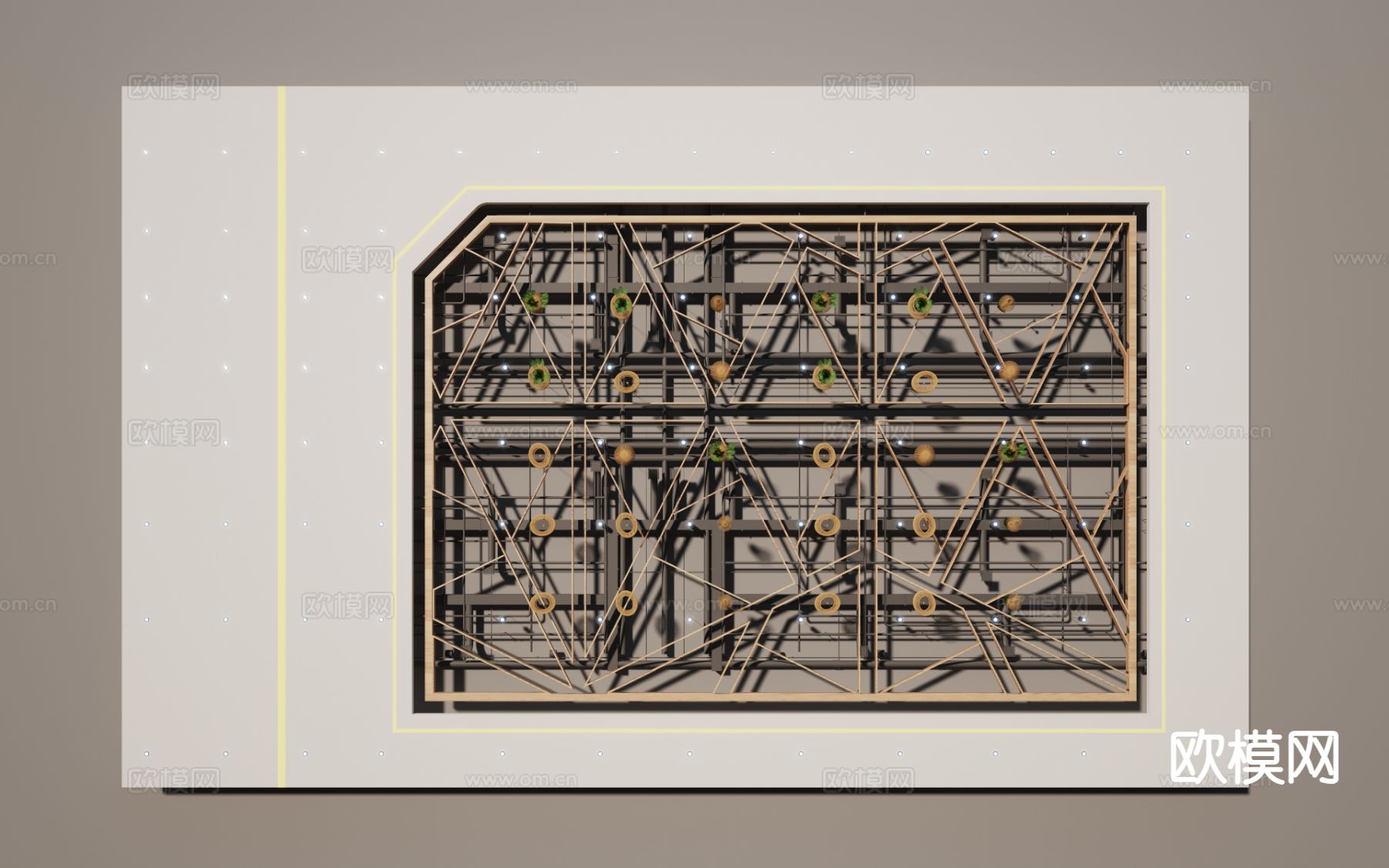 格栅吊顶 方通吊顶 天花su模型