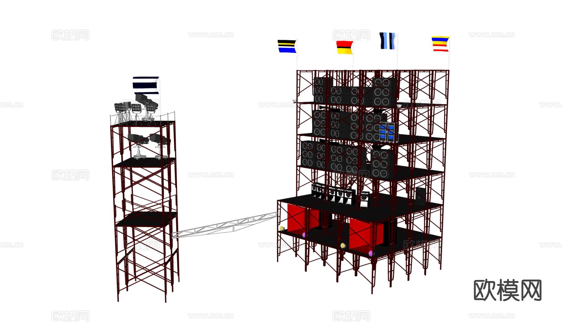 音响塔架 舞台音响 追光塔架su模型