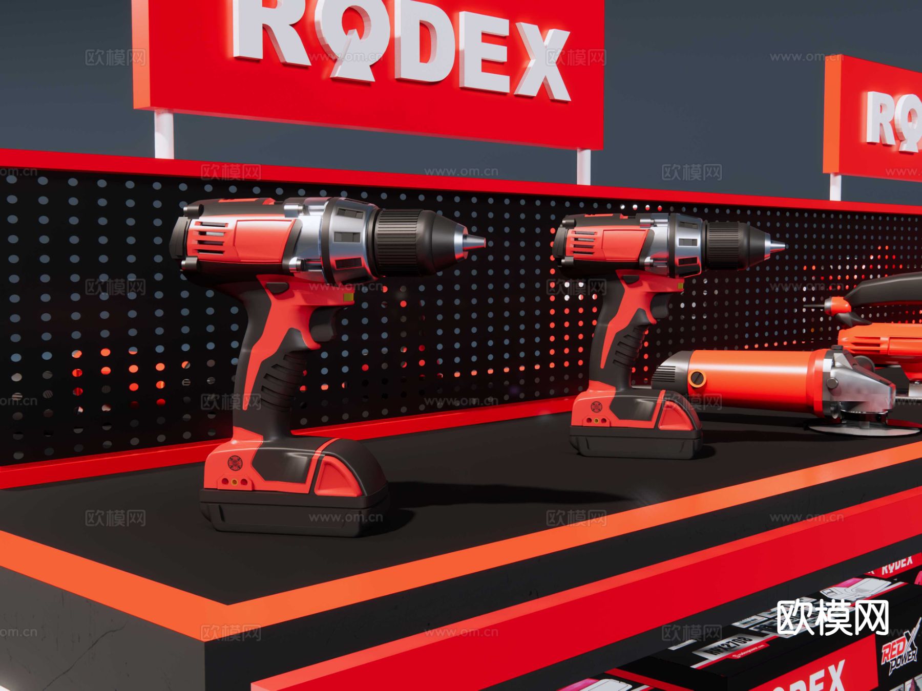 工具展台 电批 角磨机 圆锯 电焊机su模型下载（渲染图5）