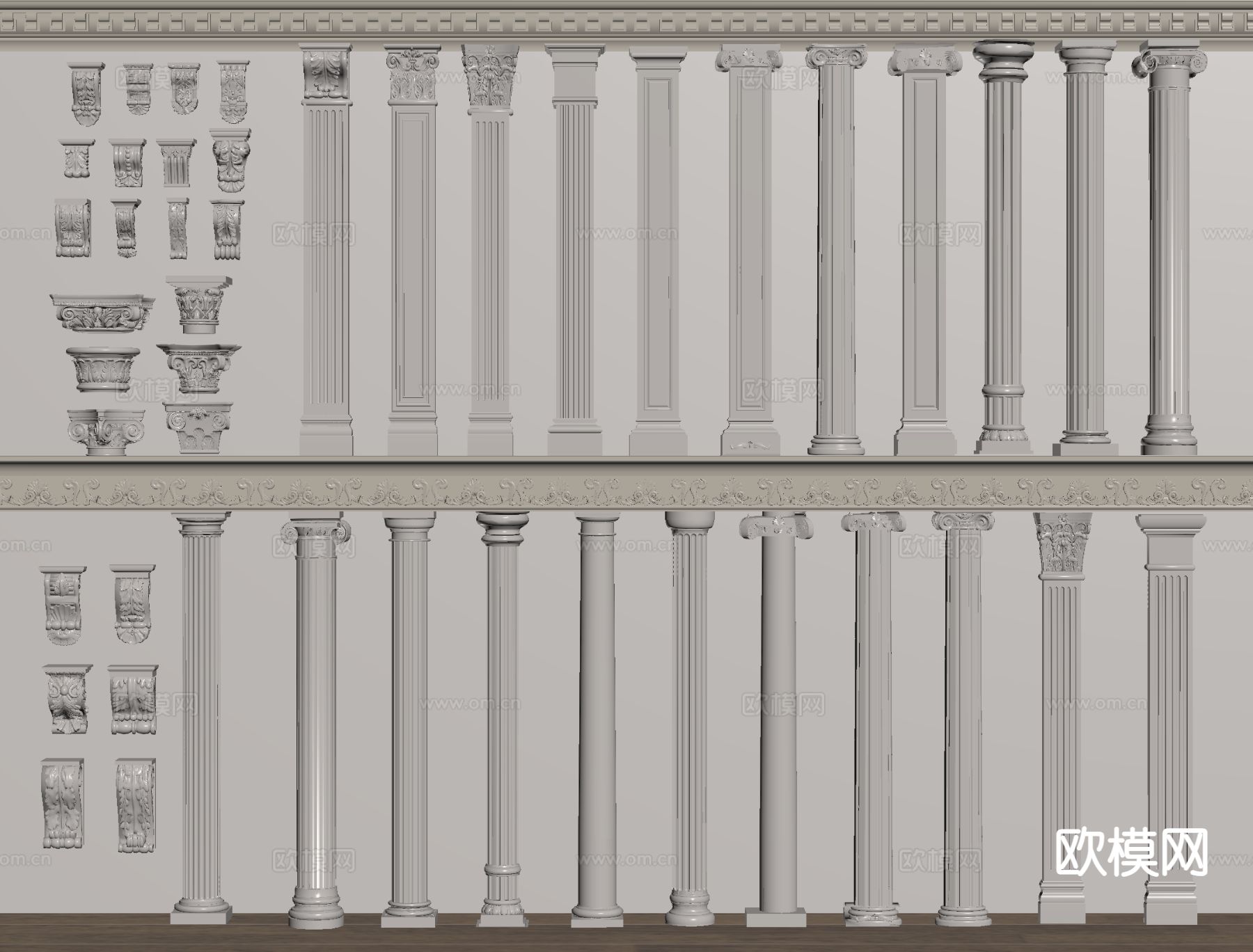 欧式柱子 石膏柱 门庭柱 罗马柱su模型