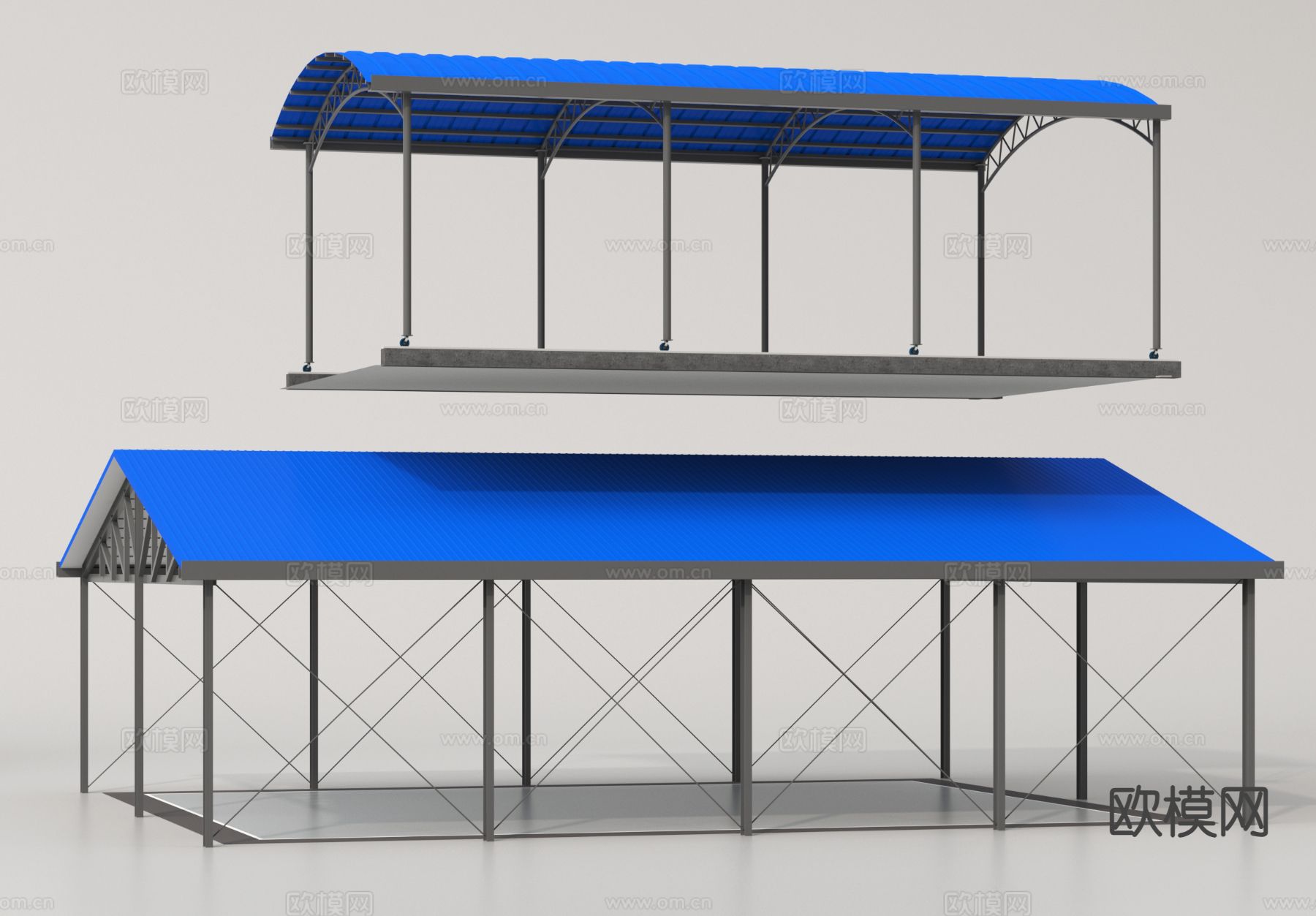 厂房结构 车间 钢结构 仓库厂房 车棚3d模型下载