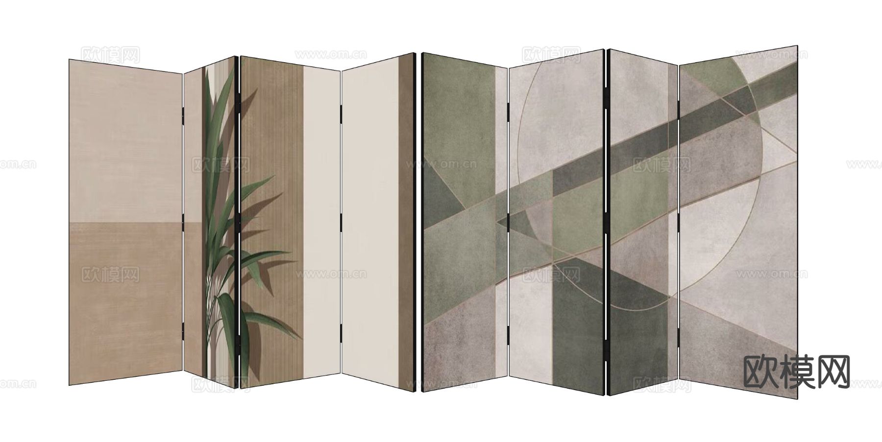 现代屏风su模型下载（渲染图1）