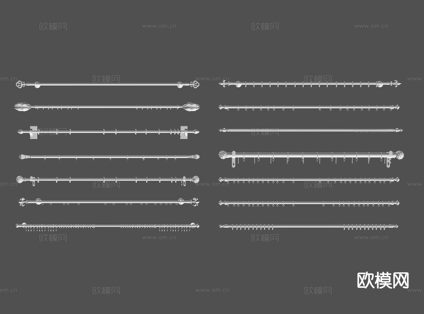 窗帘杆 罗马杆su模型