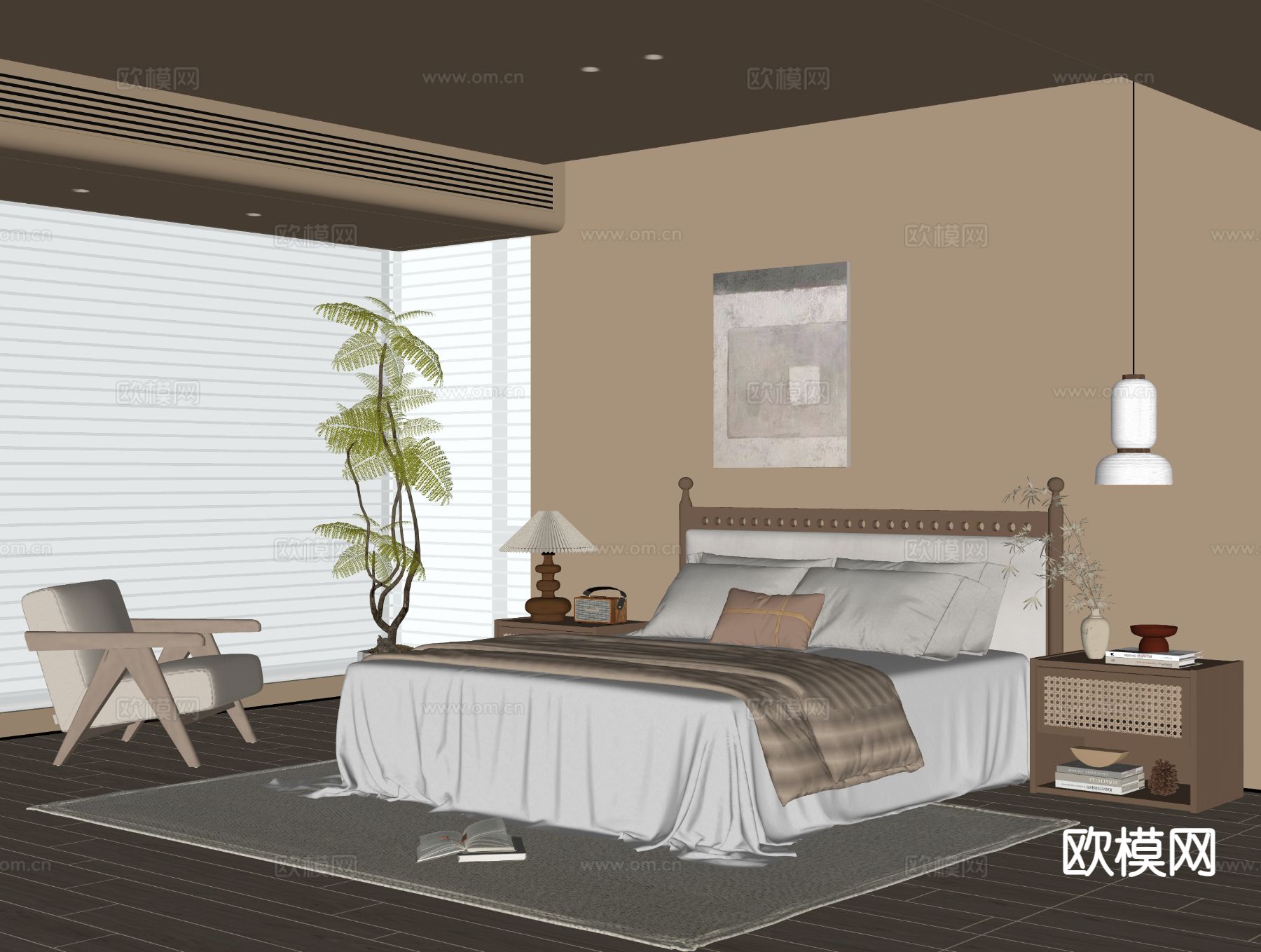 侘寂卧室 主卧su模型下载（渲染图1）