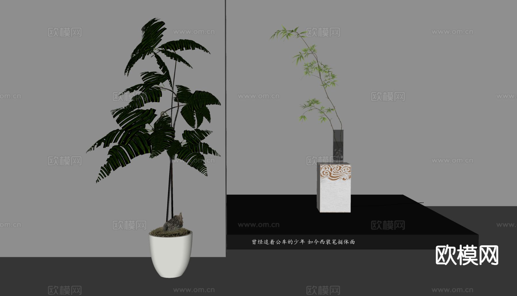 现代盆栽 盆景绿植 植物su模型