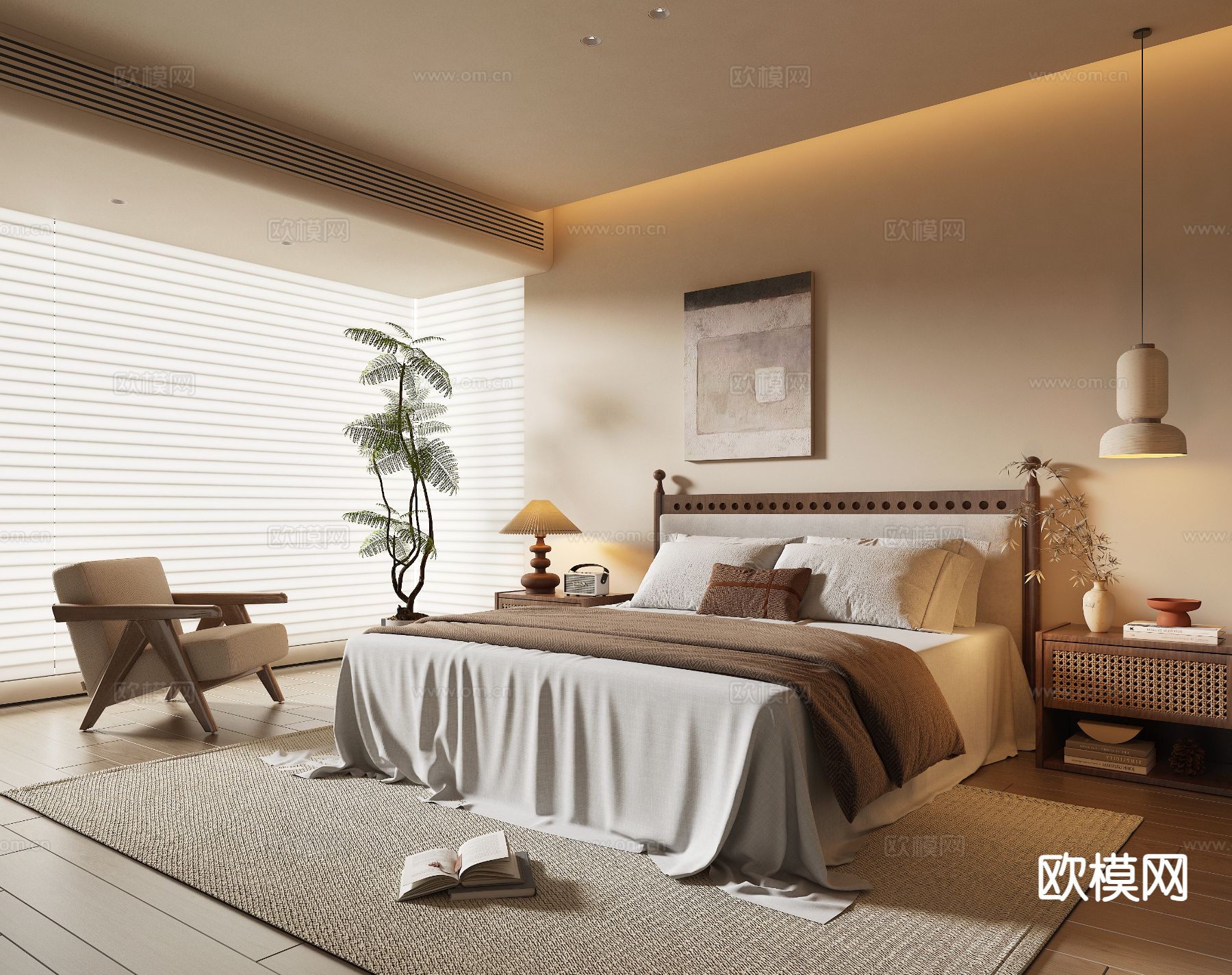 侘寂卧室 主卧su模型下载（渲染图2）