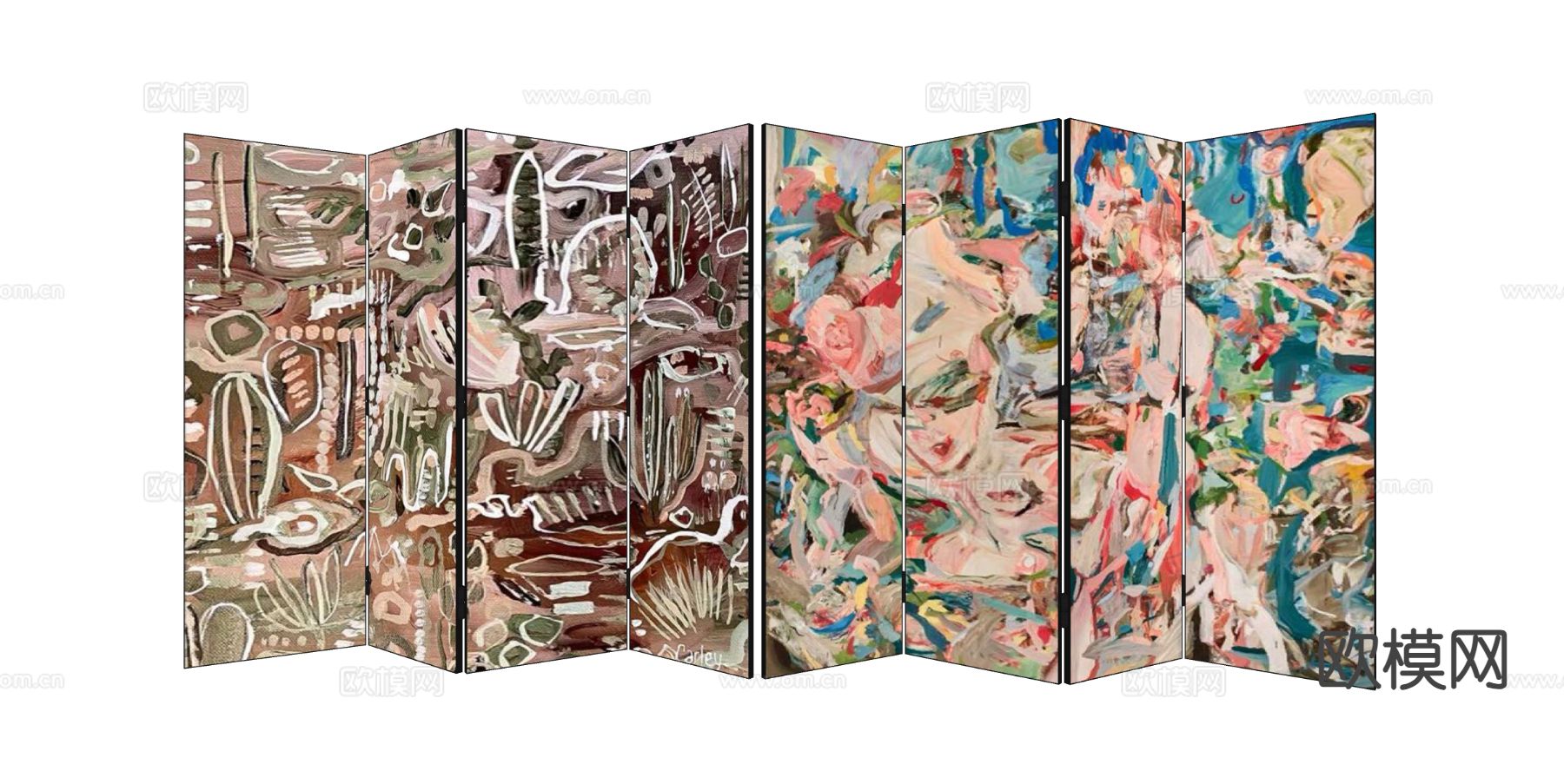 现代屏风su模型下载（渲染图1）