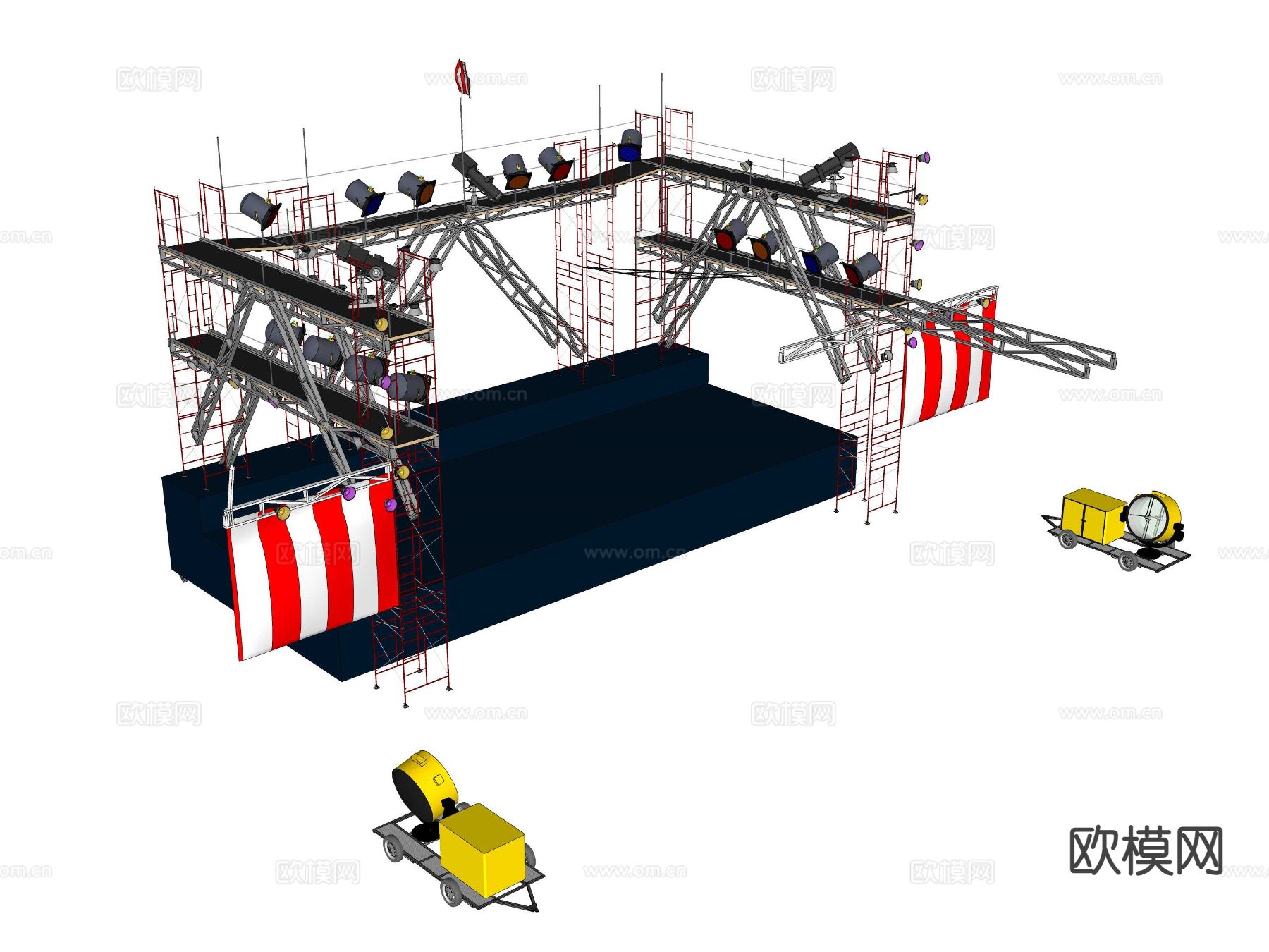 舞台桁架 灯光桁架su模型