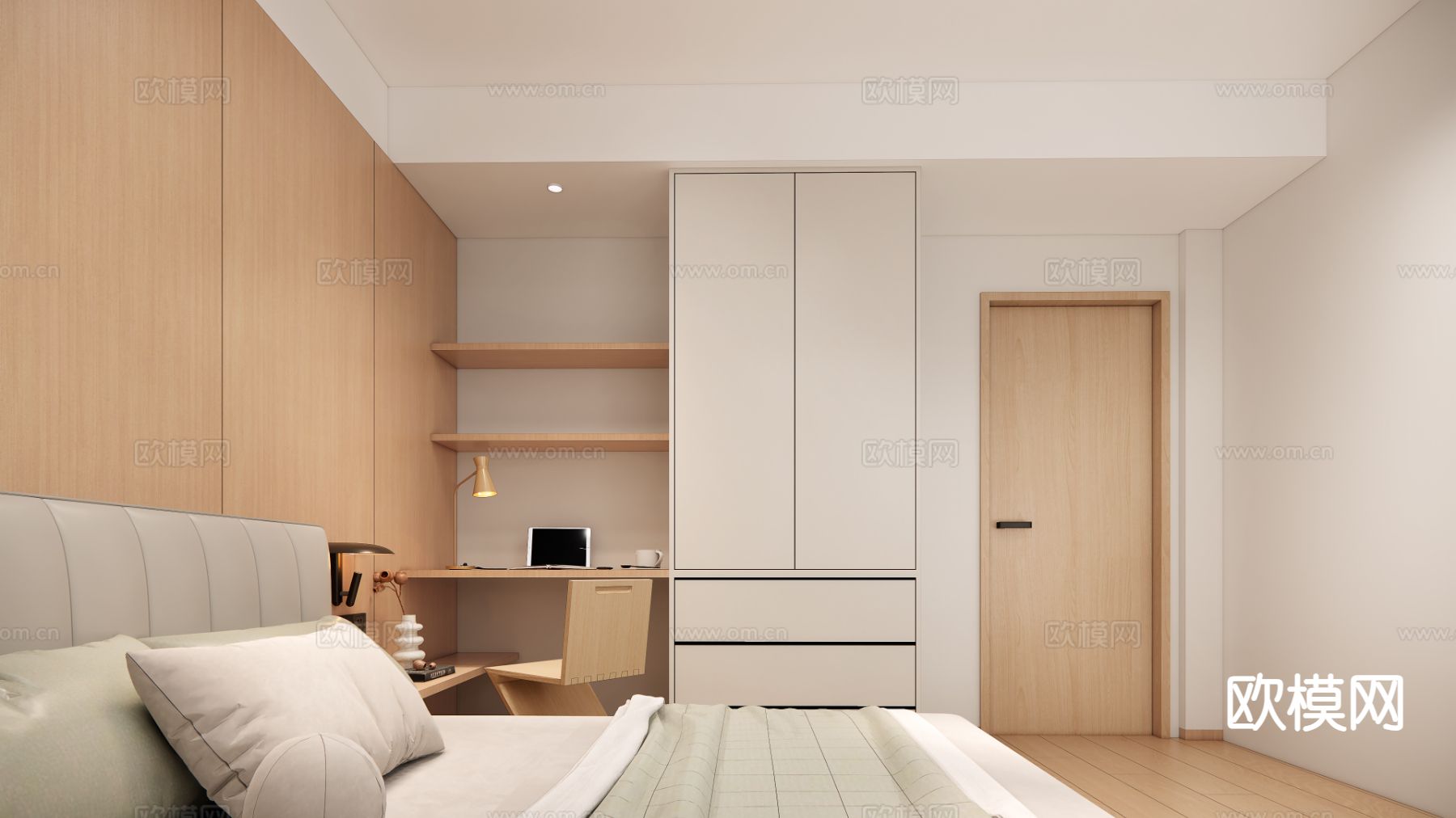 原木风卧室 次卧su模型下载（渲染图3）