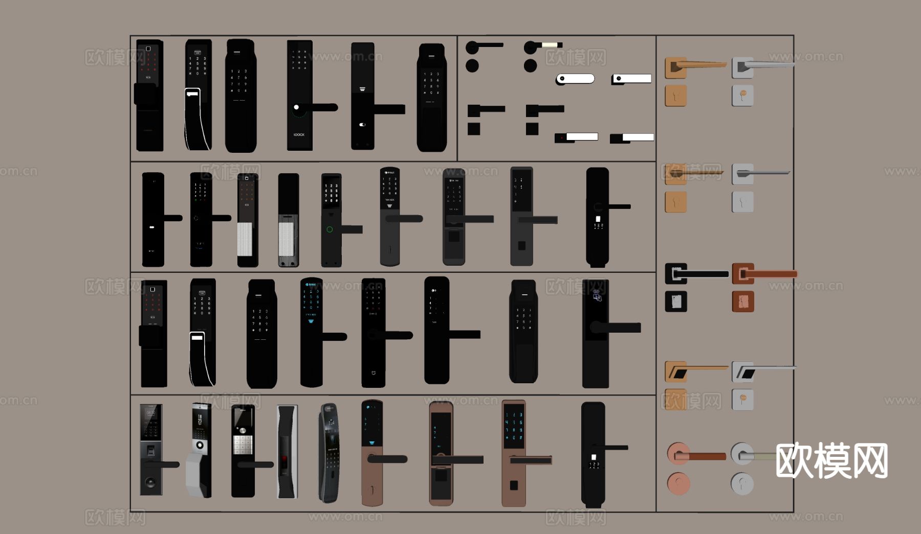 指纹锁 门把手 柜门拉手su模型