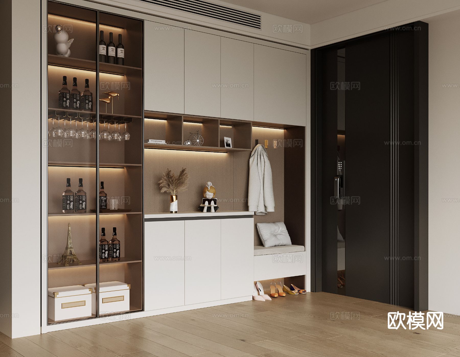 现代玄关鞋柜3d模型下载