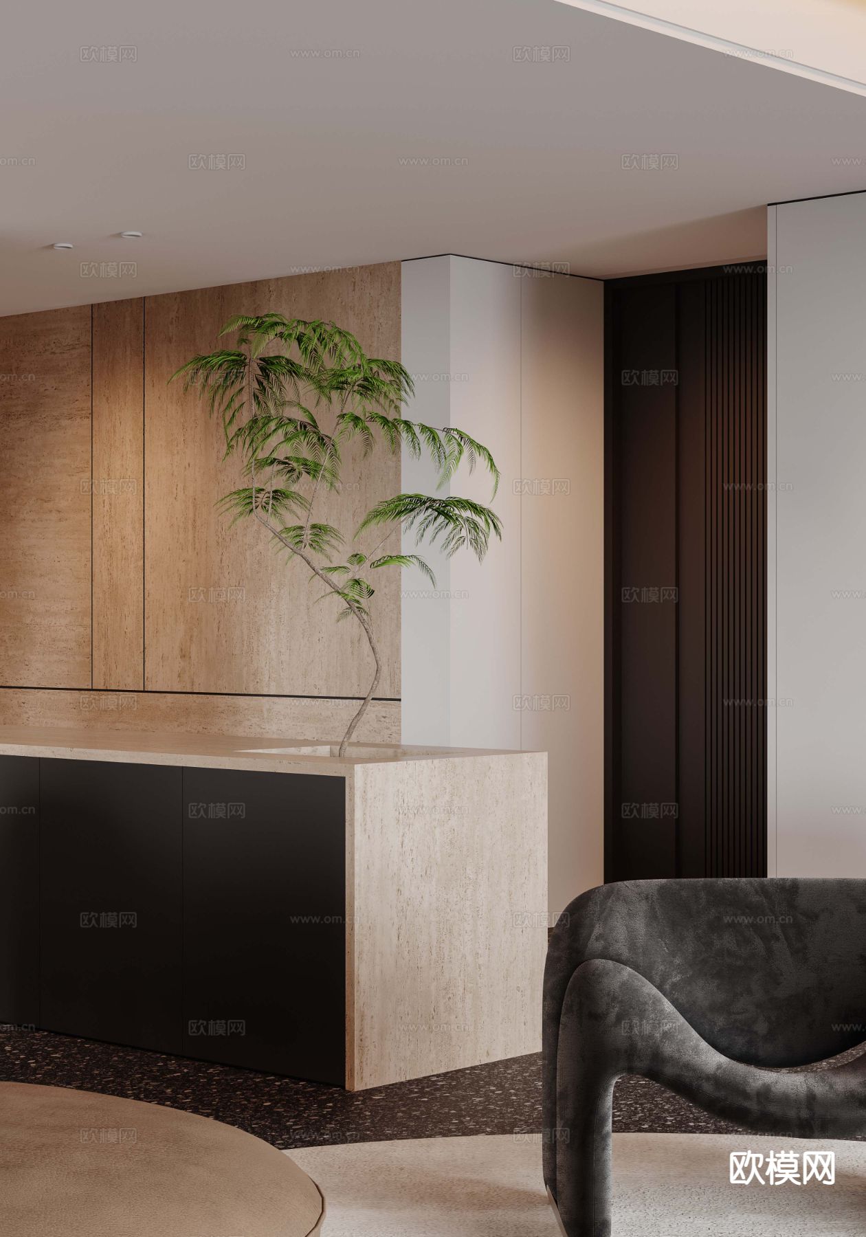 蕨类绿植 岛台盆栽3d模型下载