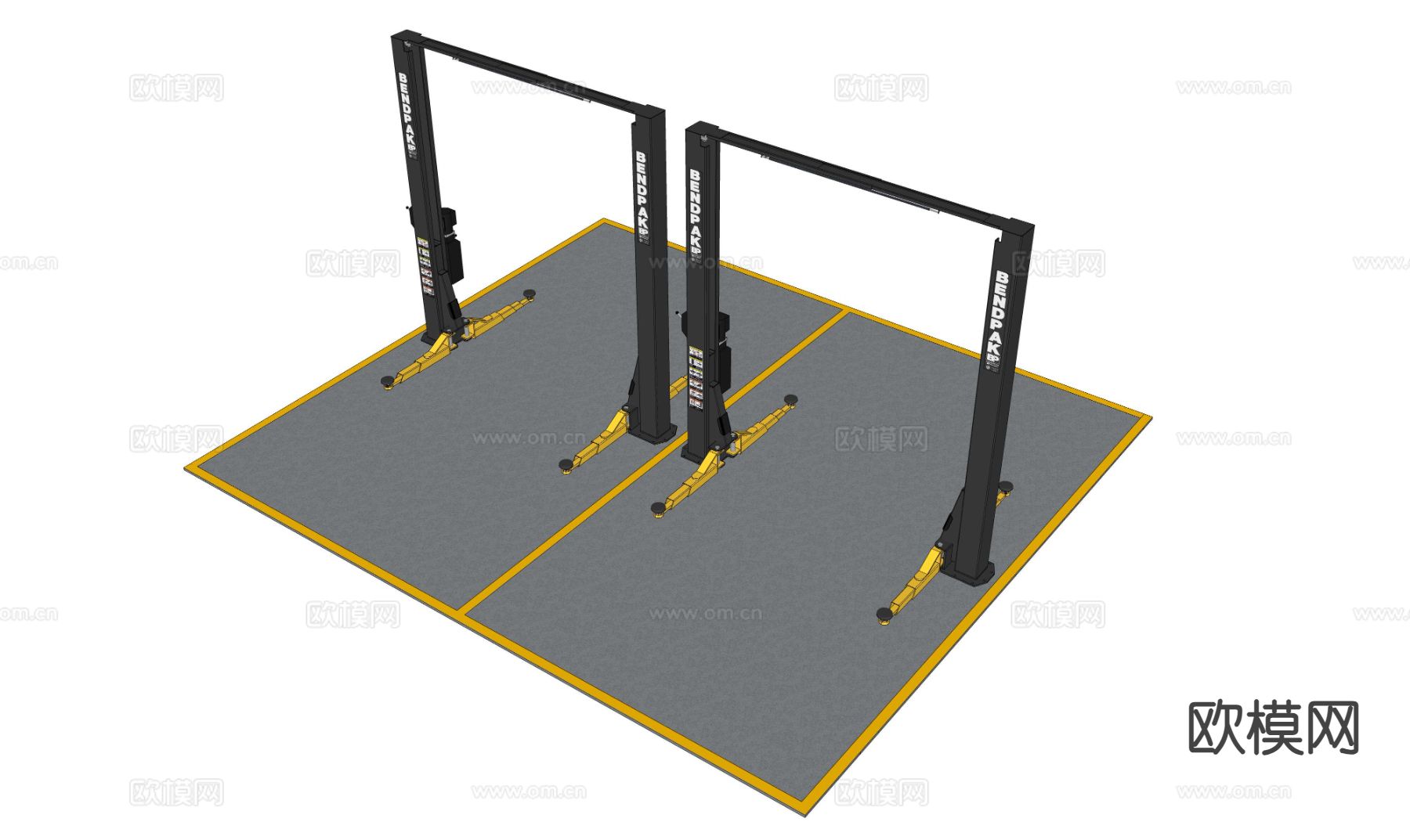 汽车举升机su模型下载（渲染图1）